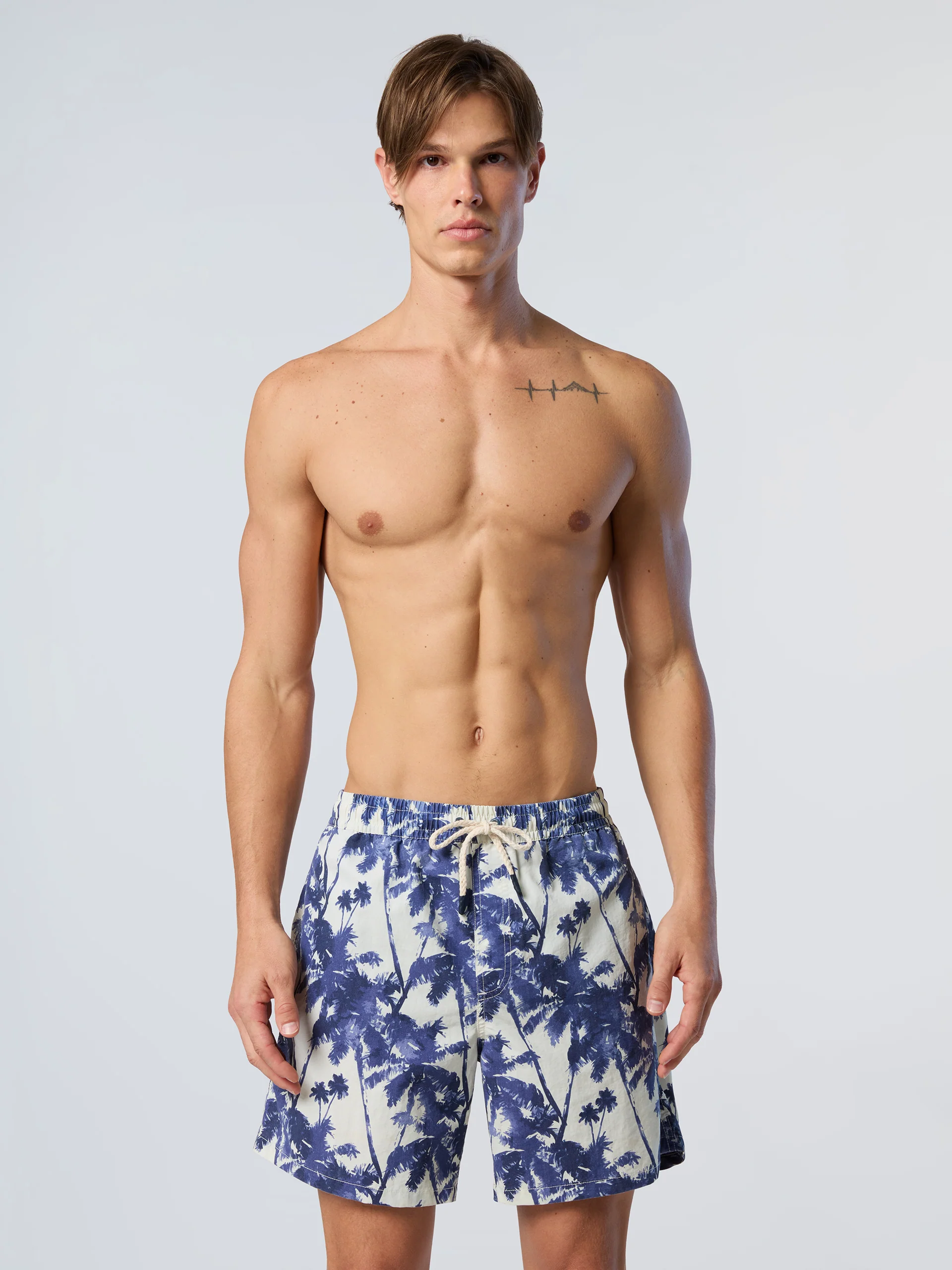 Swim shorts with washed print