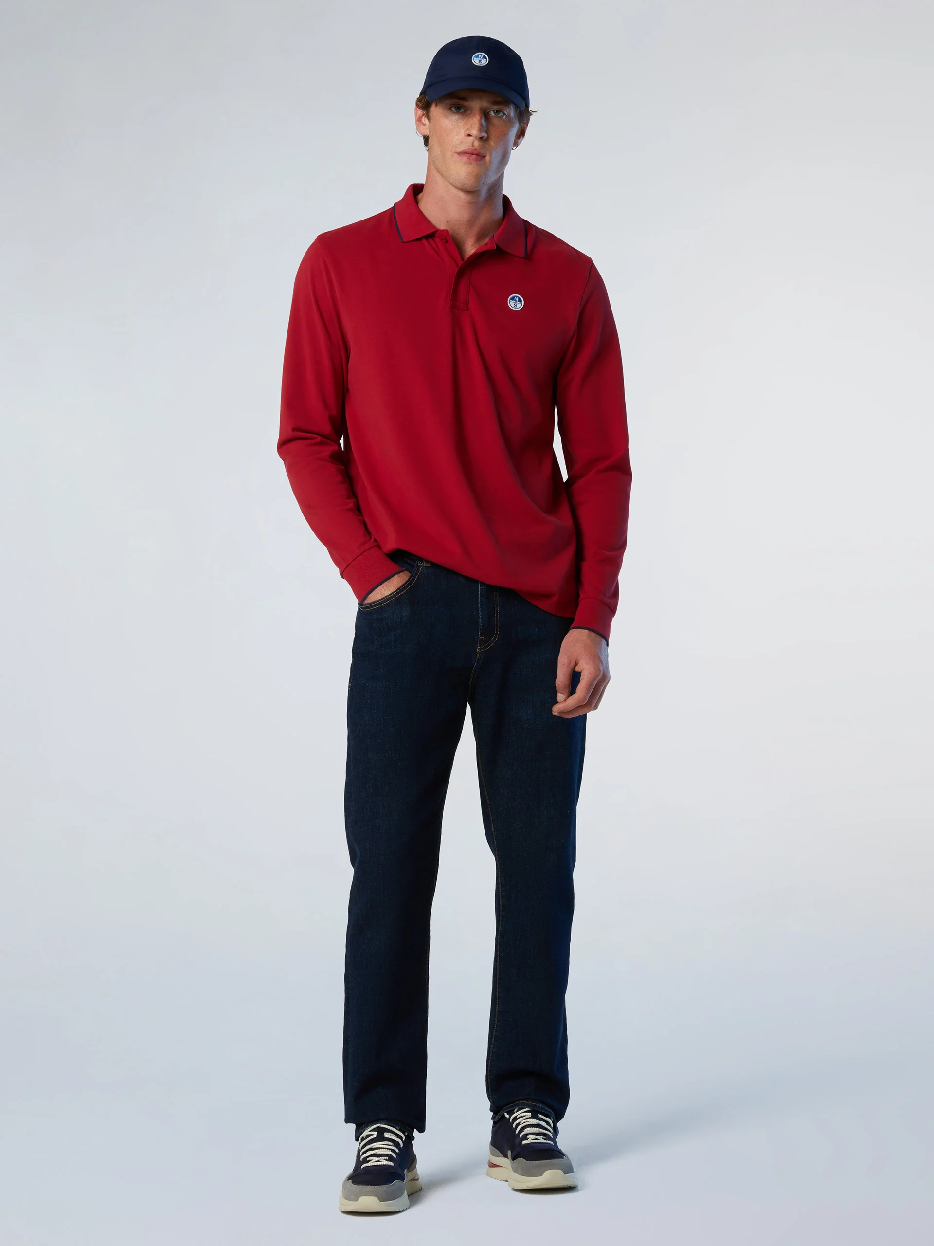 Long-sleeved polo shirt with collar print - Image 11