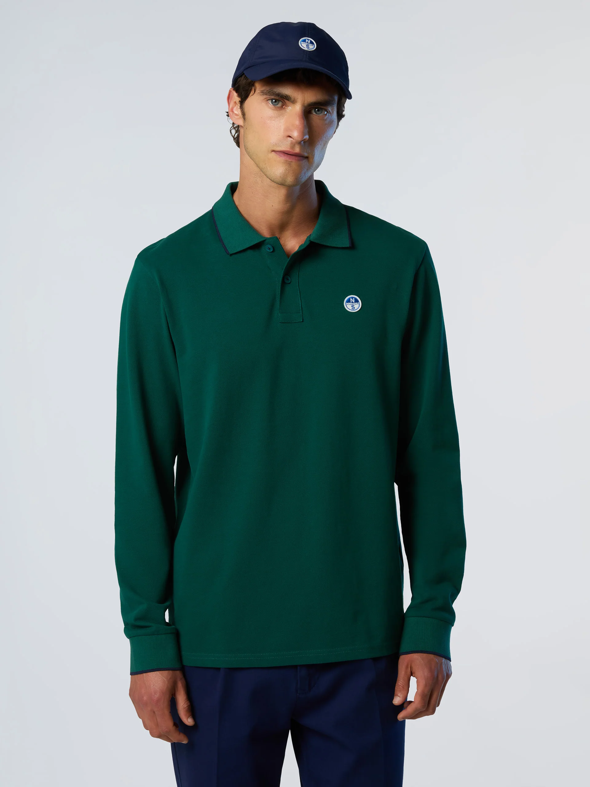 Long-sleeved polo shirt with collar print - Image 14