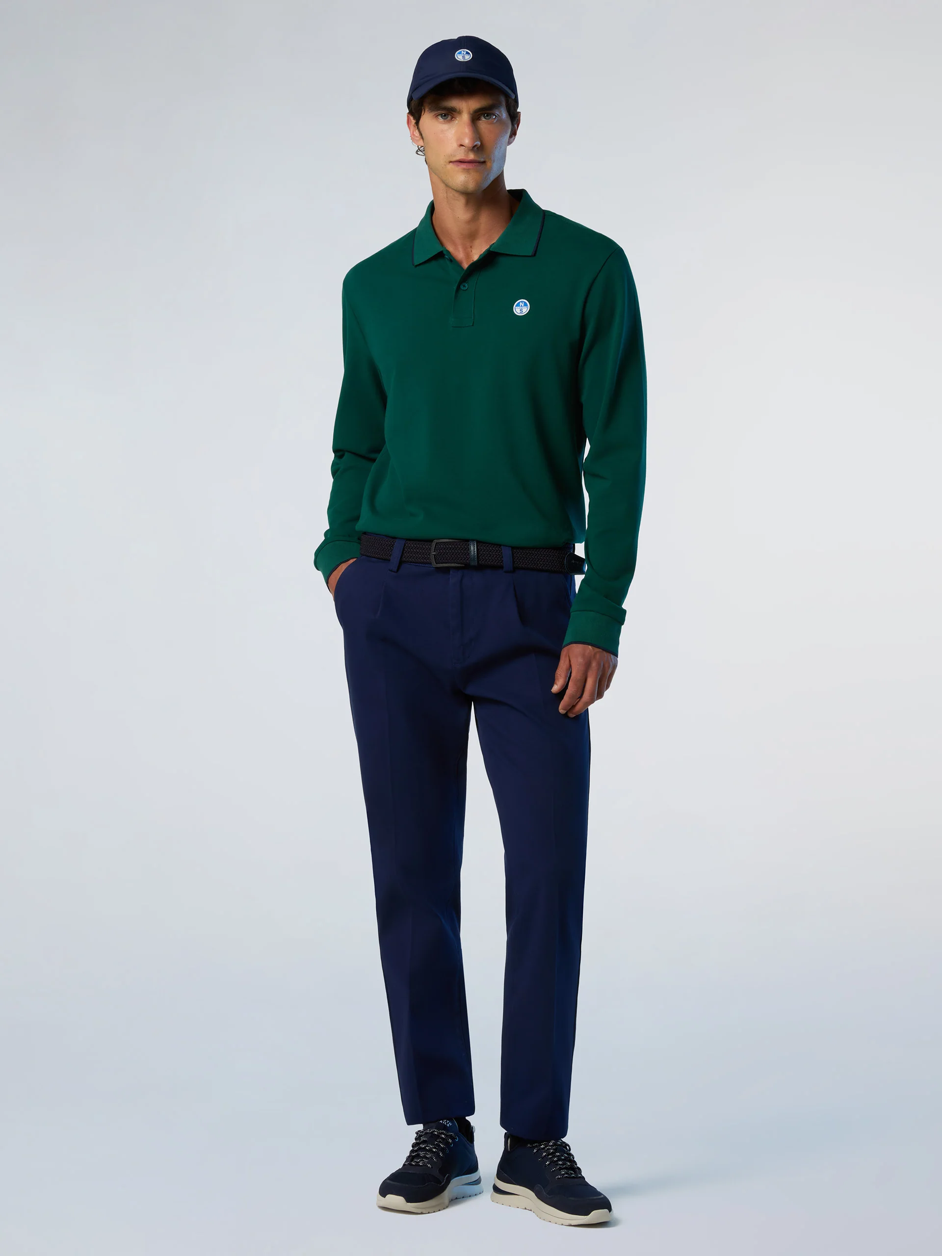 Long-sleeved polo shirt with collar print - Image 18