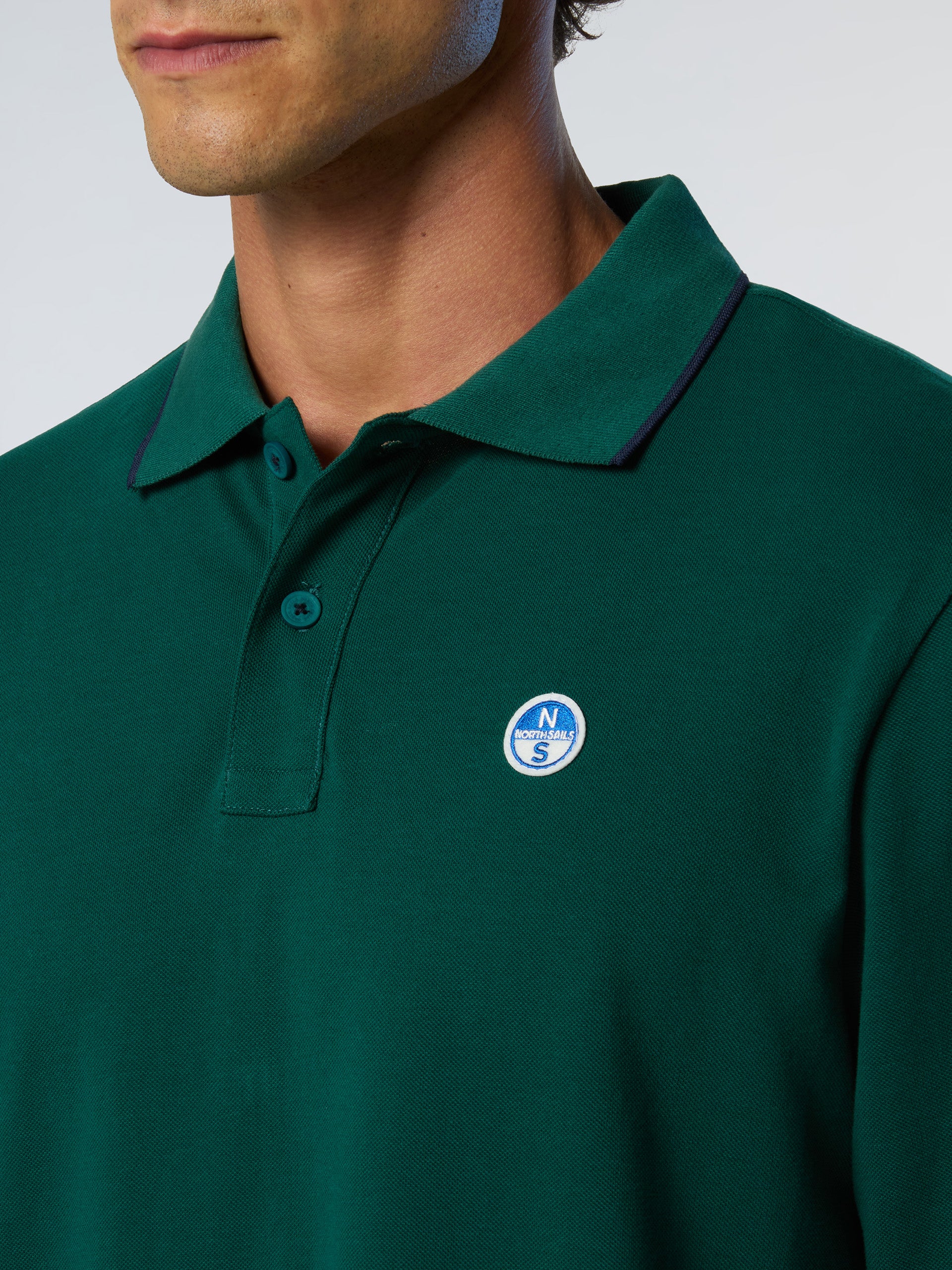 Long-sleeved polo shirt with collar print - Image 19