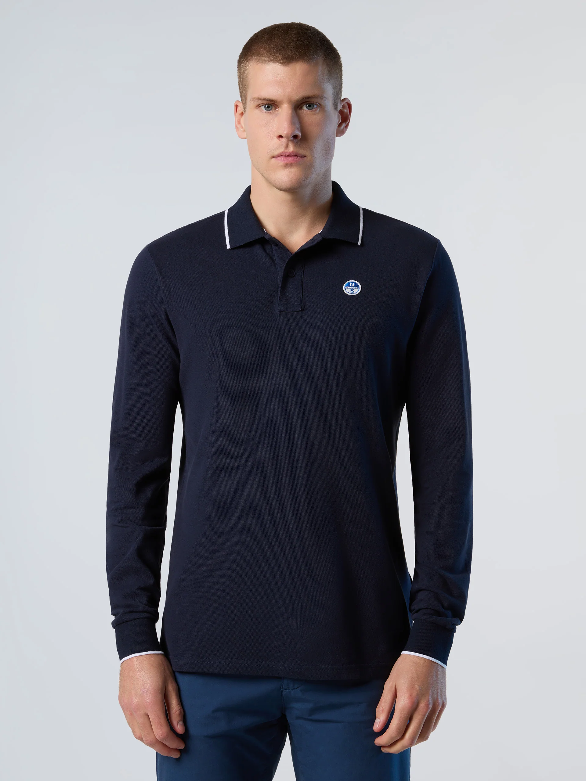 Long-sleeved polo shirt with collar print - Image 21