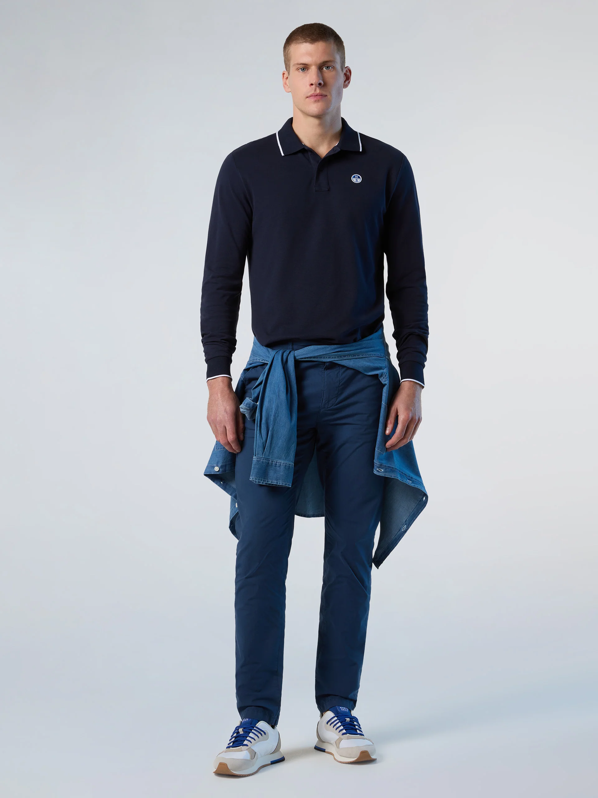 Long-sleeved polo shirt with collar print - Image 24