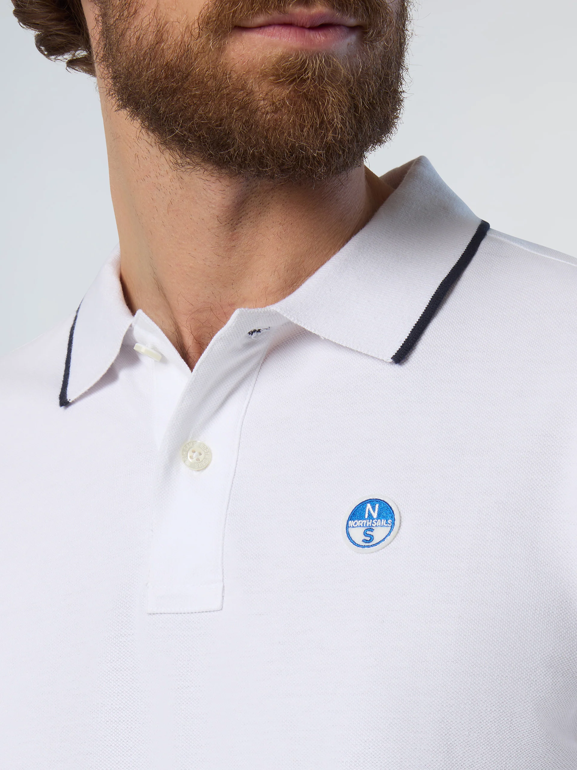 Long-sleeved polo shirt with collar print - Image 5