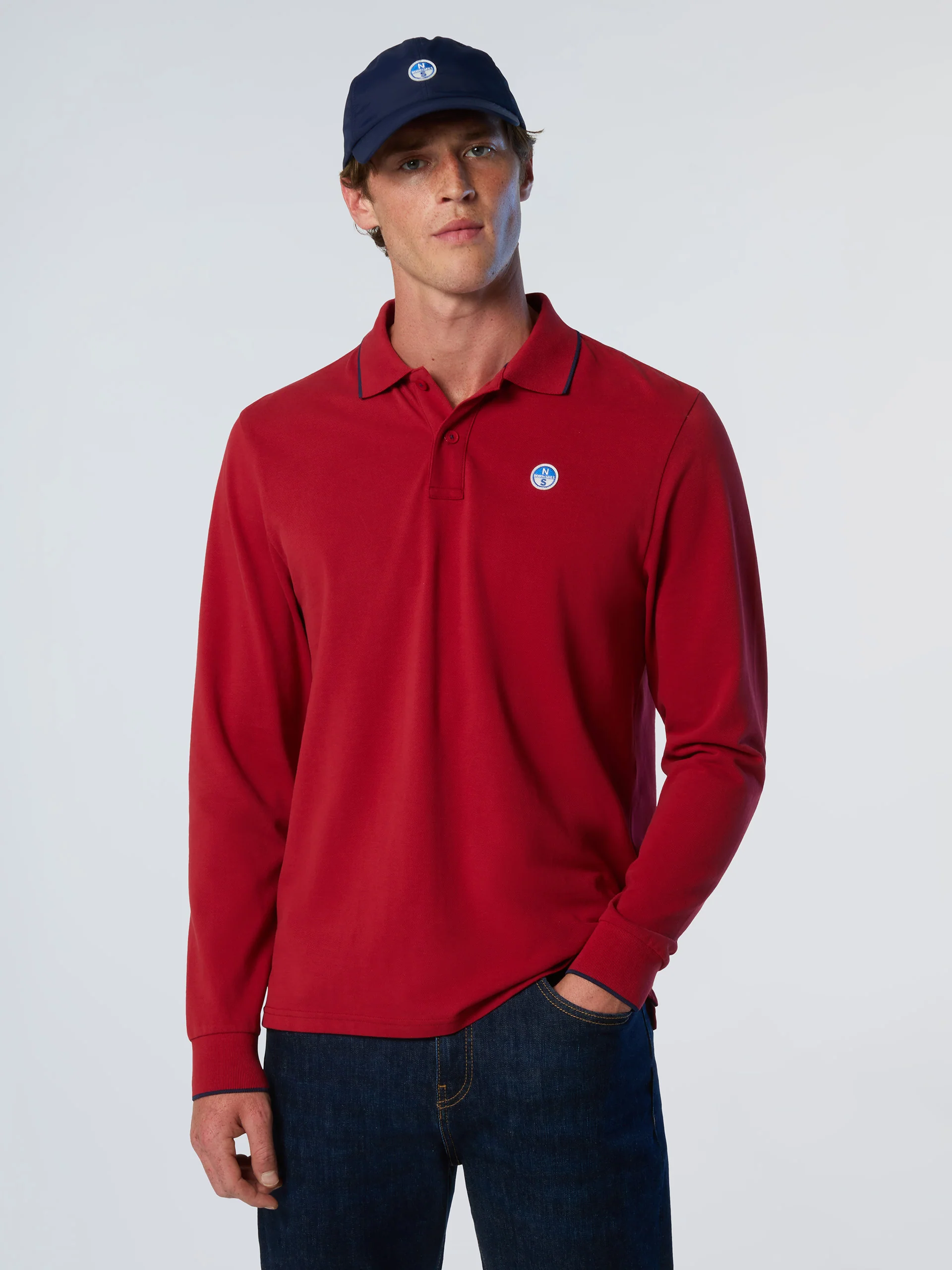 Long-sleeved polo shirt with collar print - Image 7
