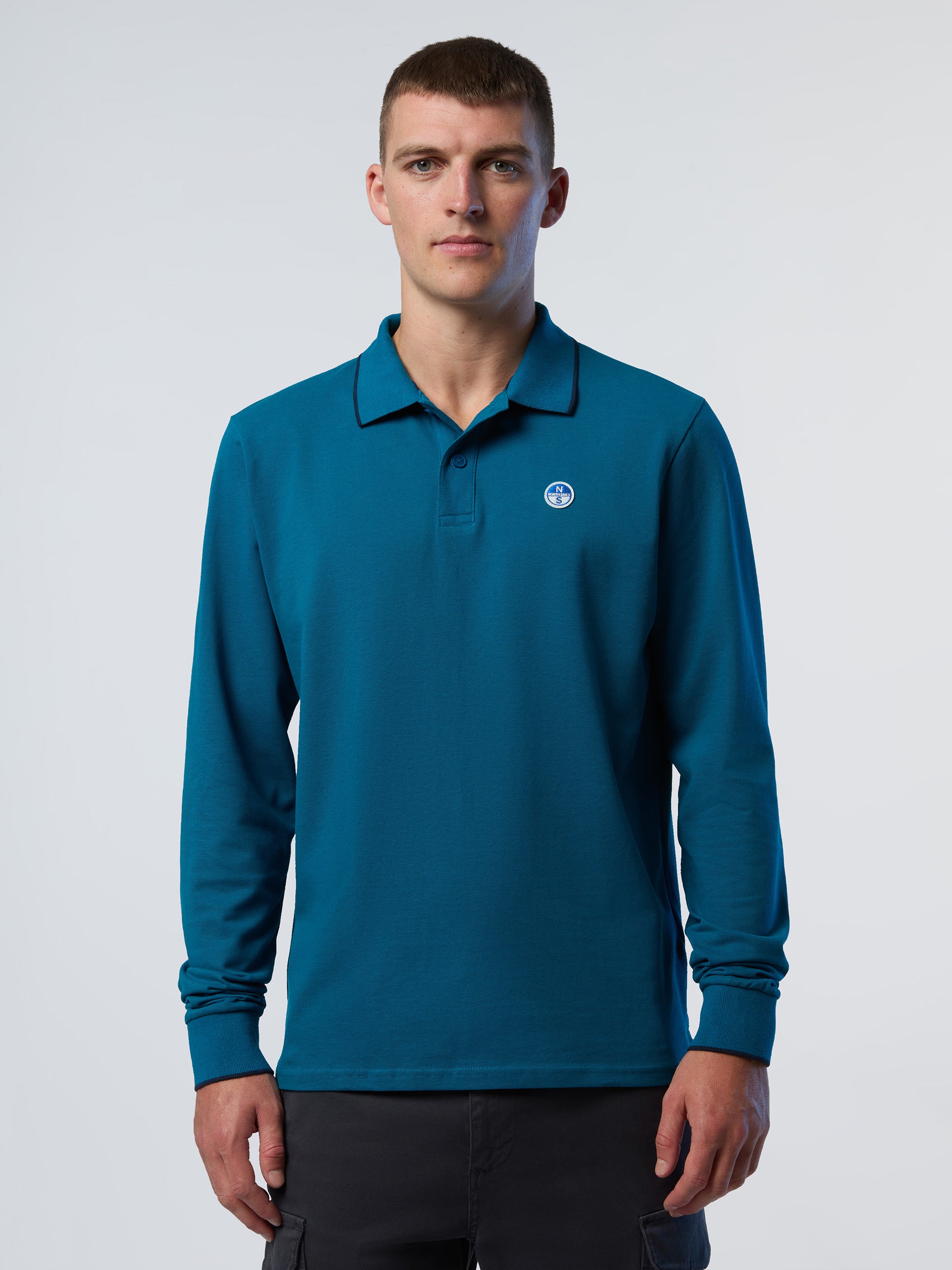Long-sleeved polo shirt with logo collar - Image 25