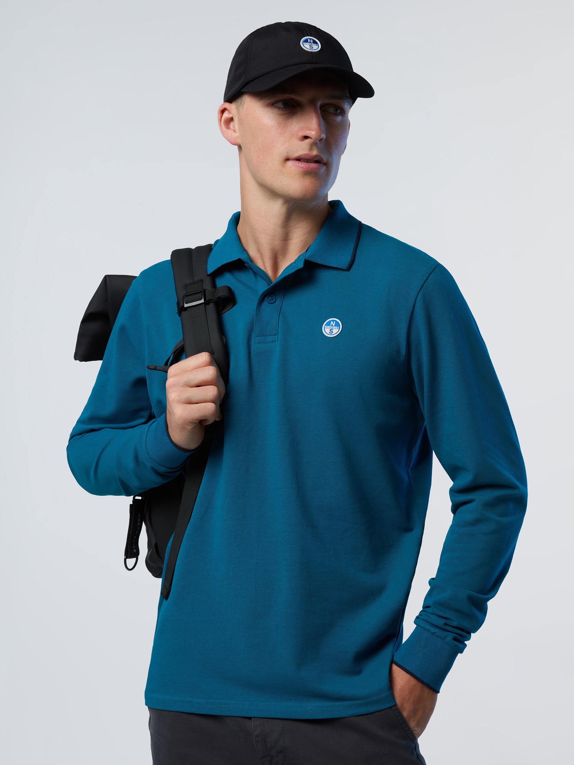 Long-sleeved polo shirt with logo collar - Image 26