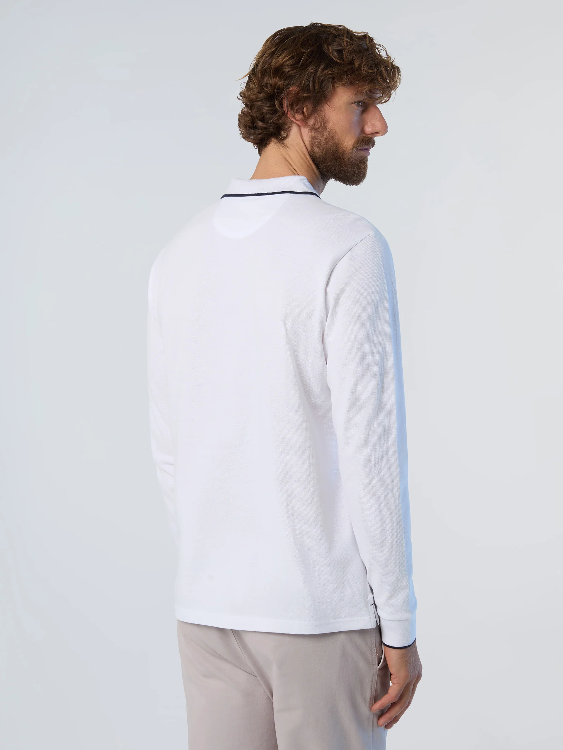 Long-sleeved polo shirt with logo collar - Image 3