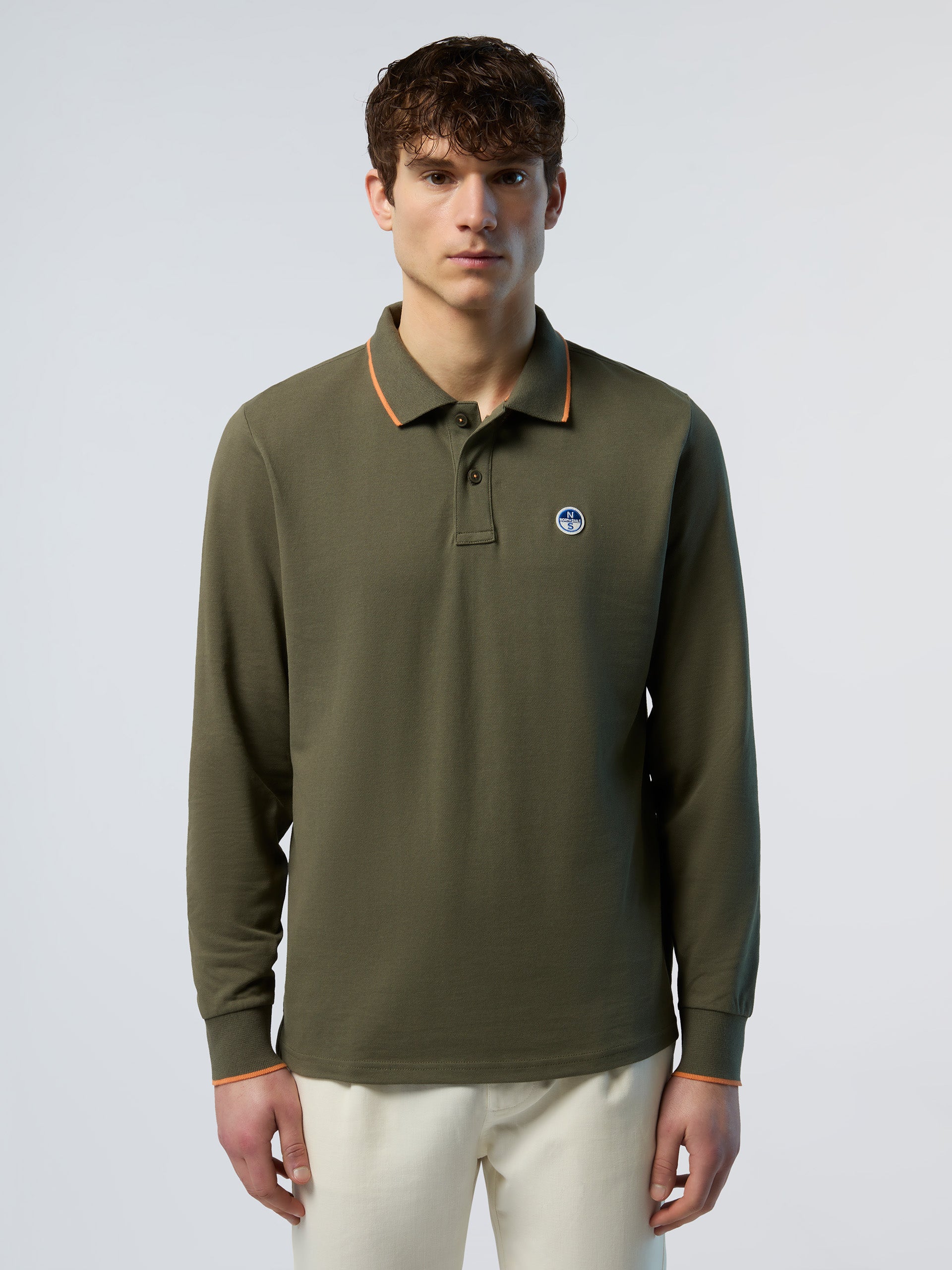 Long-sleeved polo shirt with logo collar - Image 31