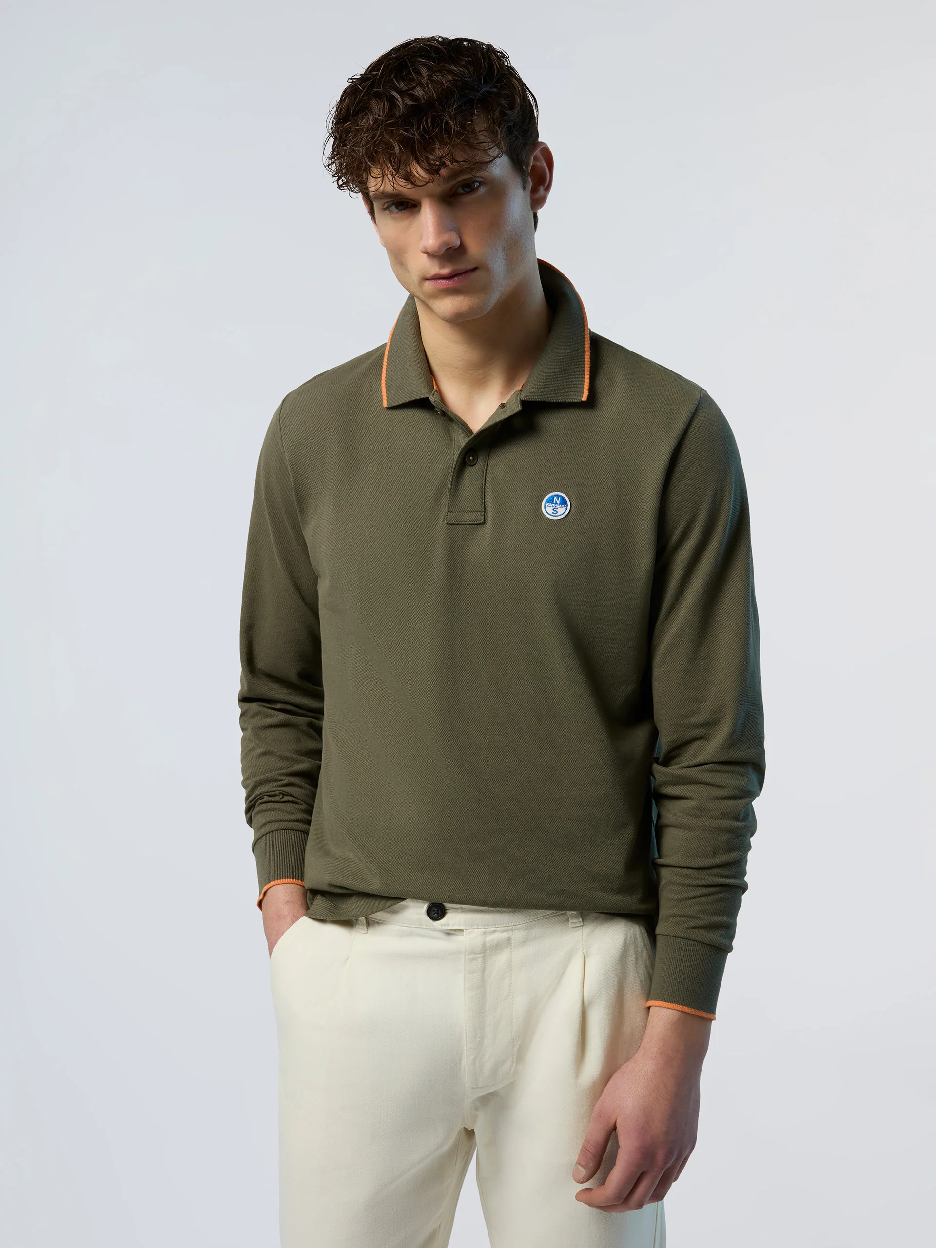 Long-sleeved polo shirt with logo collar - Image 32