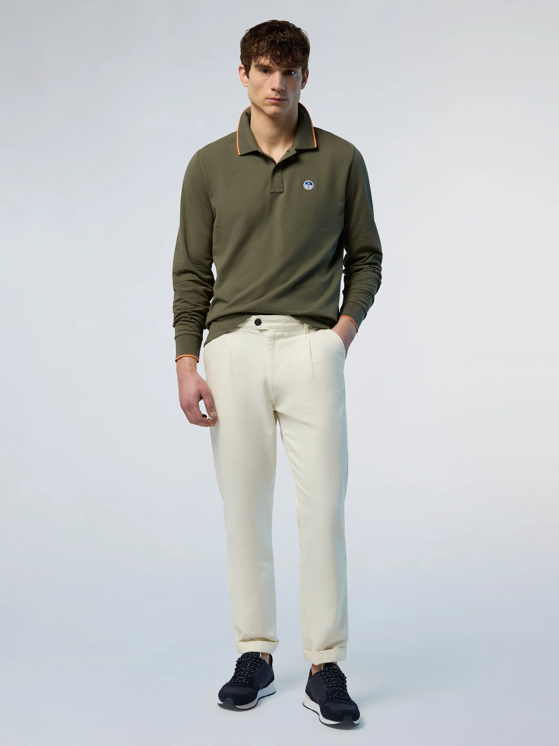 Long-sleeved polo shirt with logo collar - Image 34