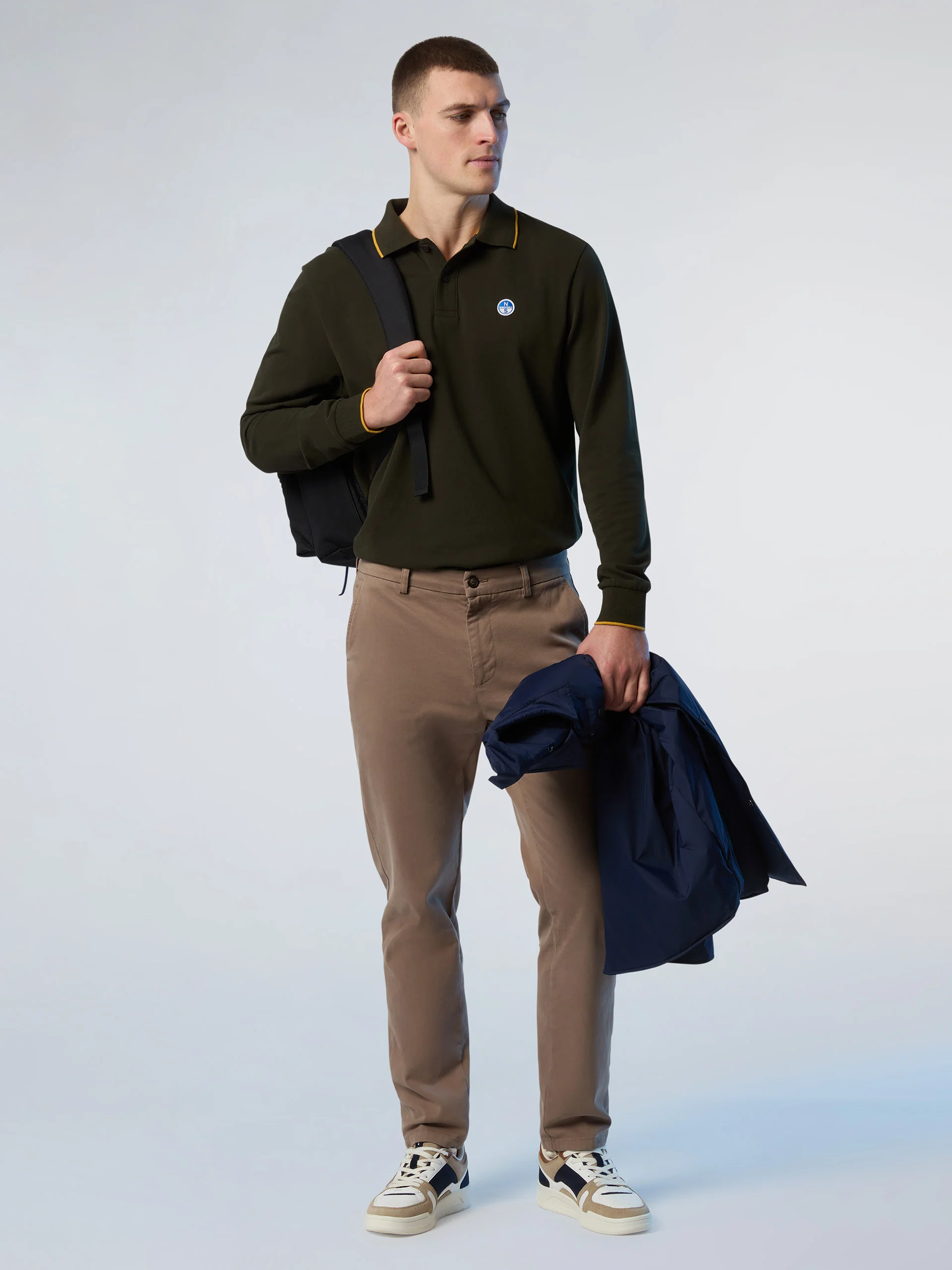 Long-sleeved polo shirt with logo collar - Image 35