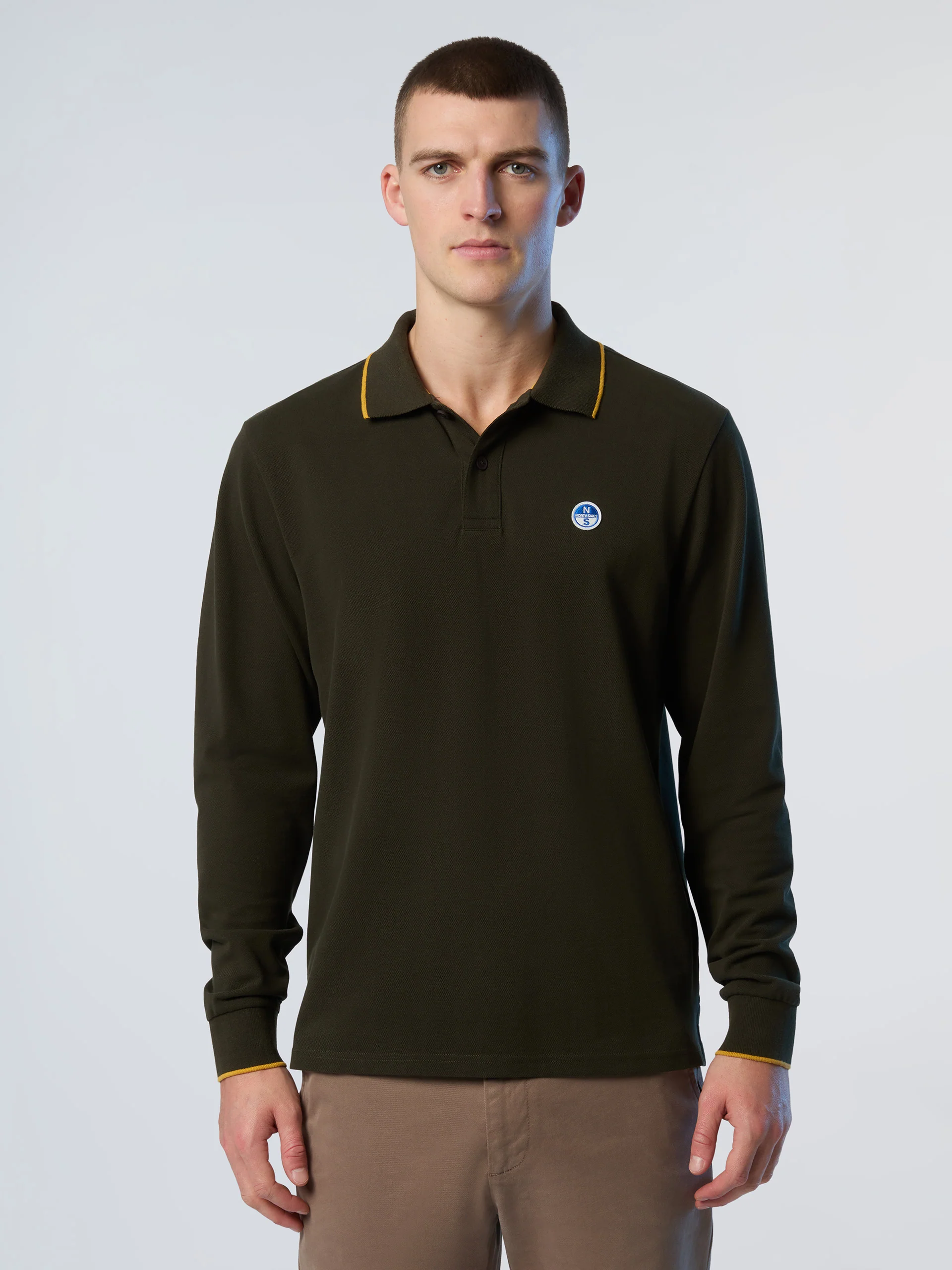 Long-sleeved polo shirt with logo collar - Image 38
