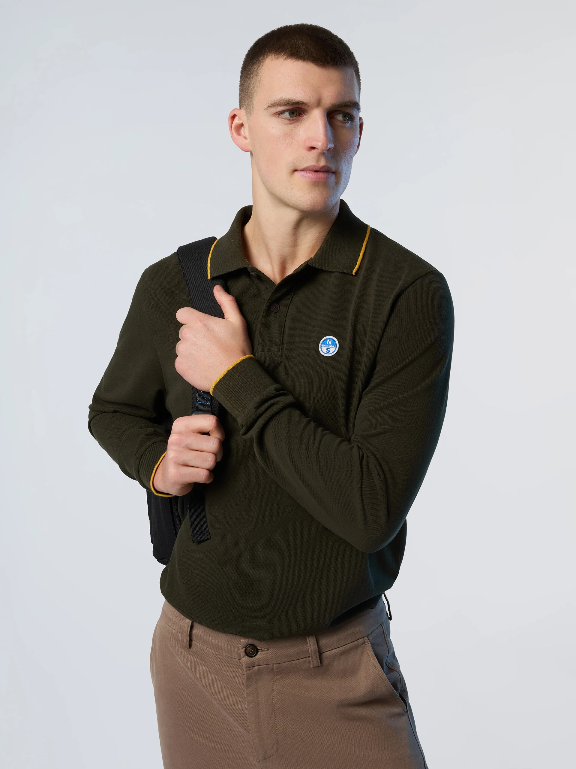 Long-sleeved polo shirt with logo collar - Image 39