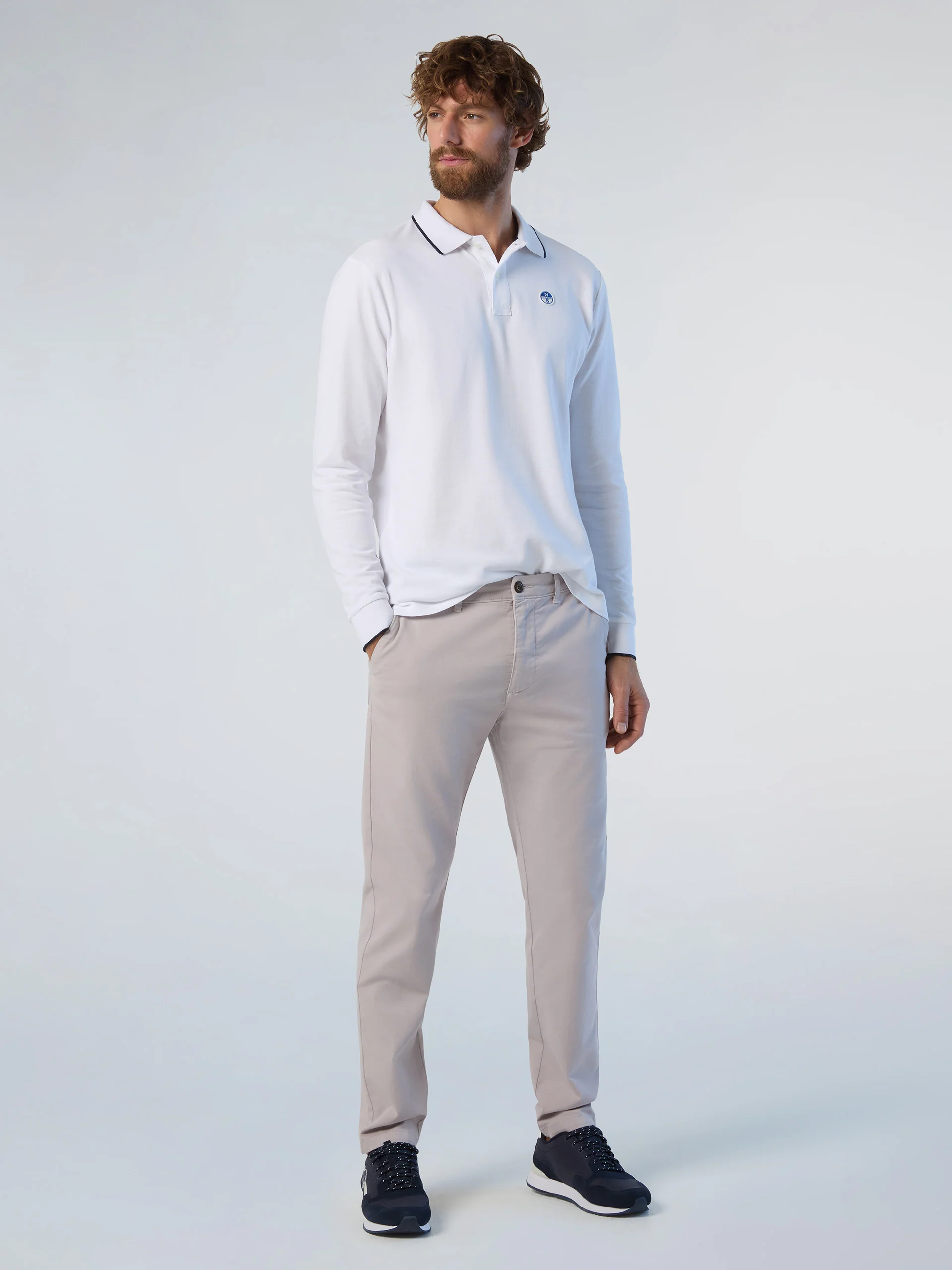 Long-sleeved polo shirt with logo collar - Image 4