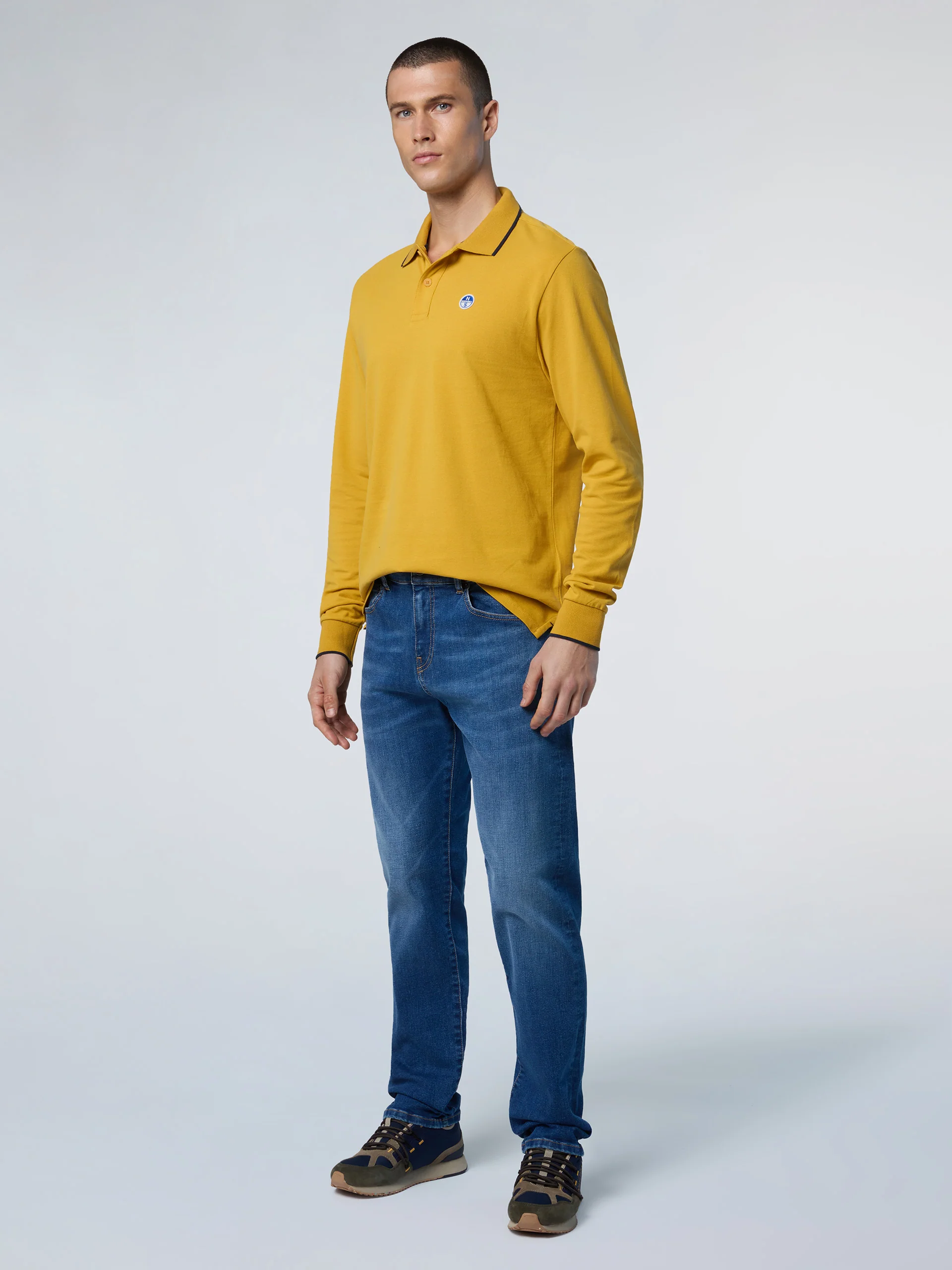 Long-sleeved polo shirt with logo collar - Image 41