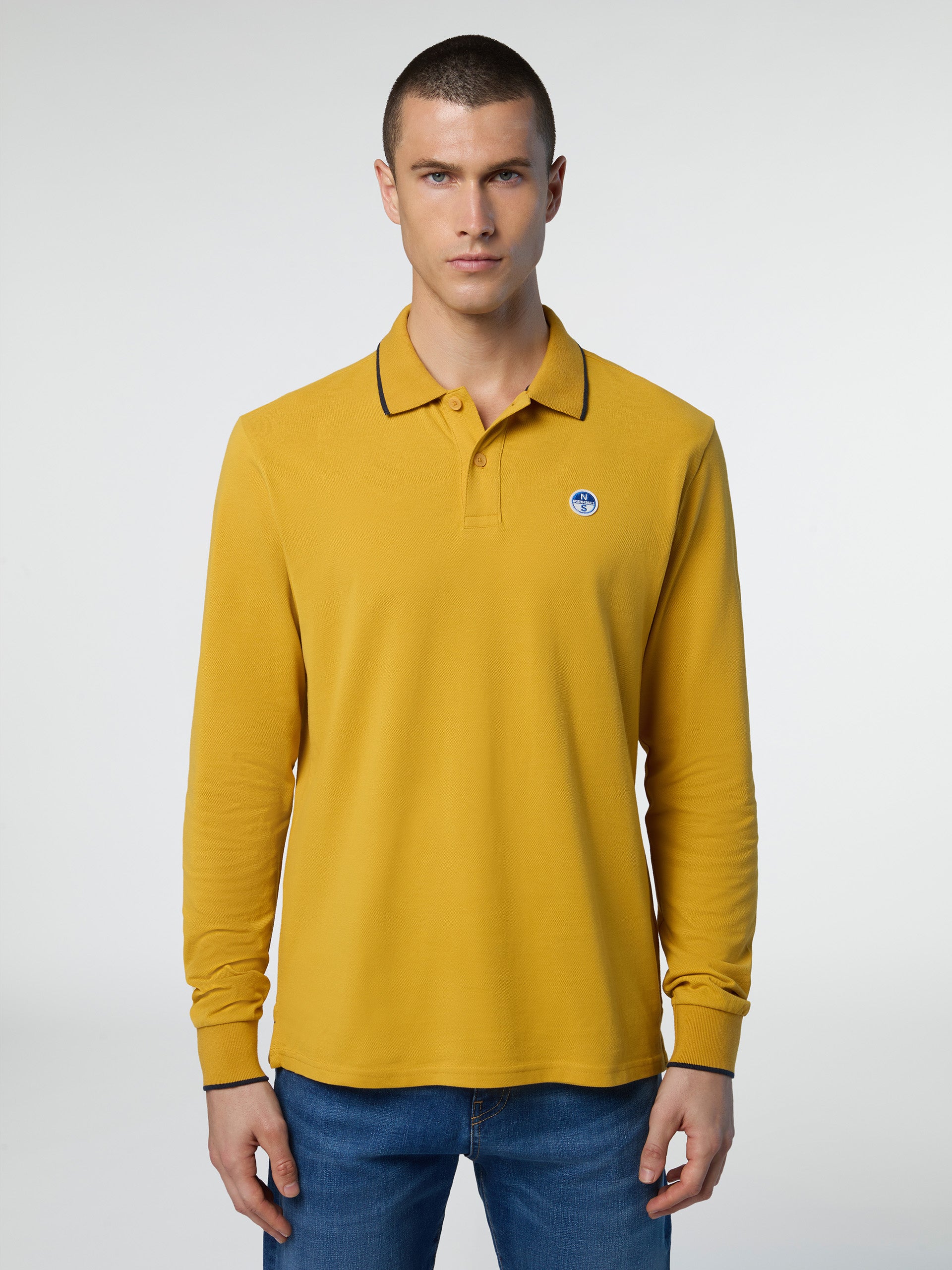 Long-sleeved polo shirt with logo collar - Image 45