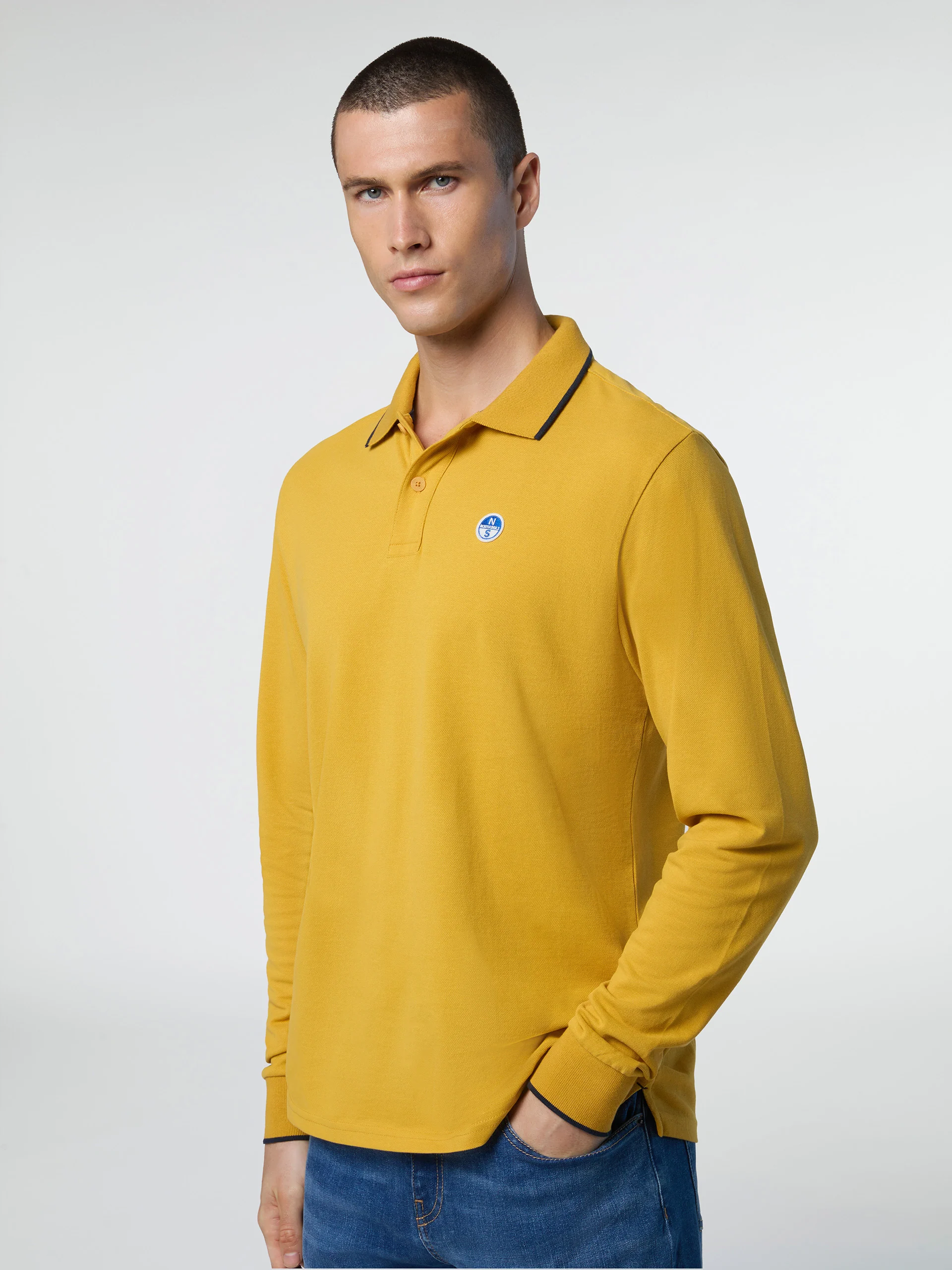 Long-sleeved polo shirt with logo collar - Image 46