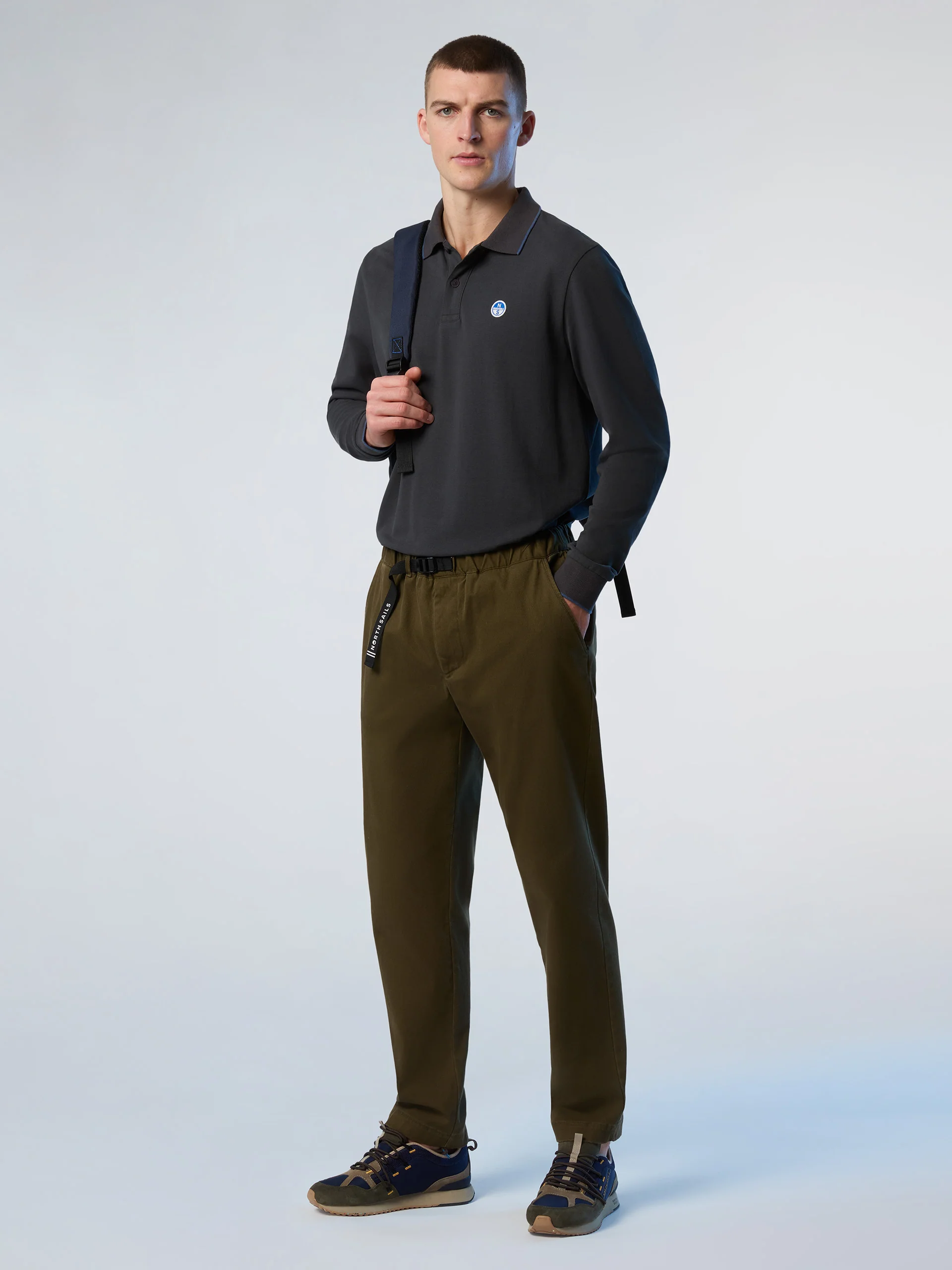 Long-sleeved polo shirt with logo collar - Image 48