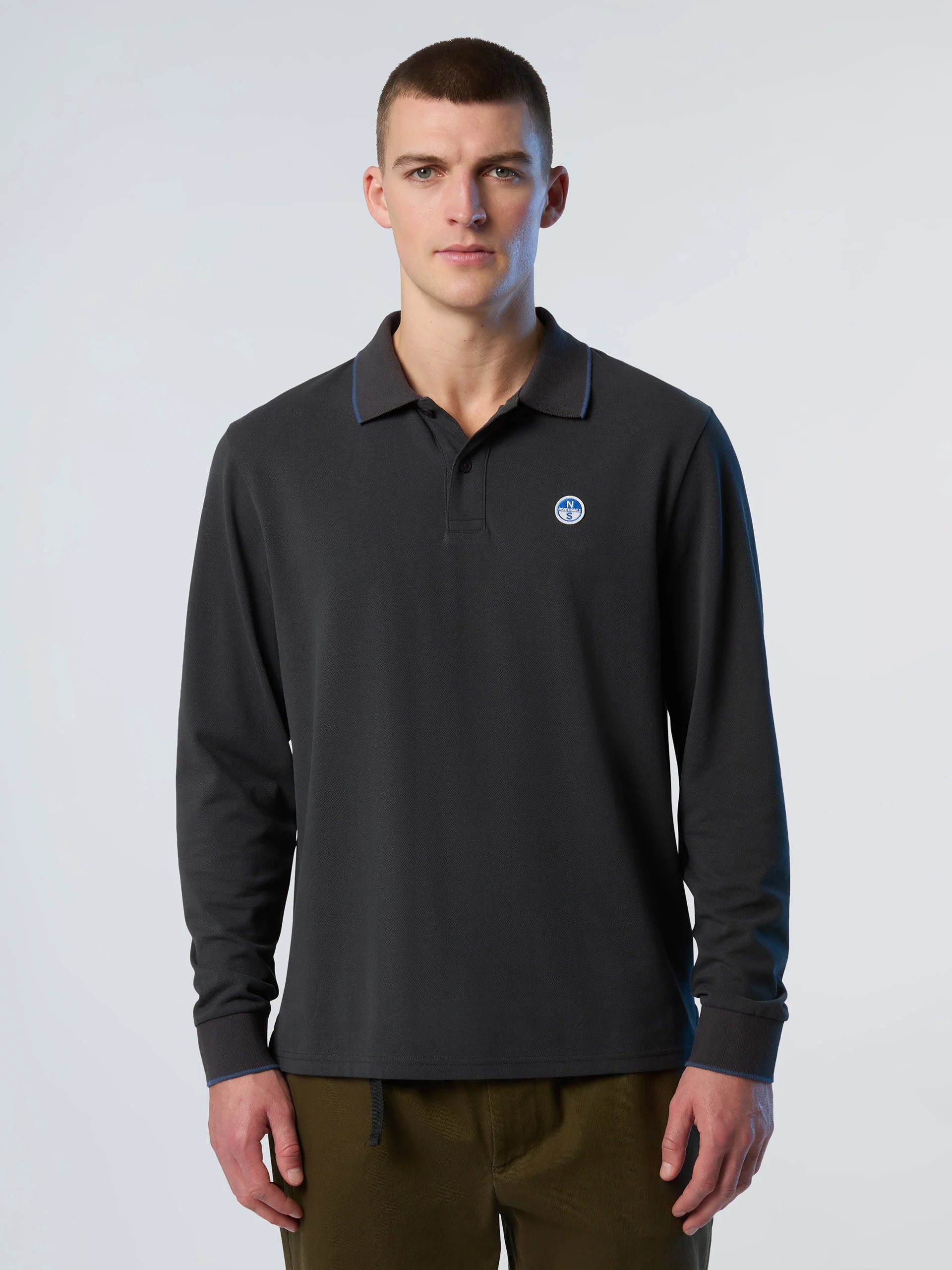 Long-sleeved polo shirt with logo collar - Image 51