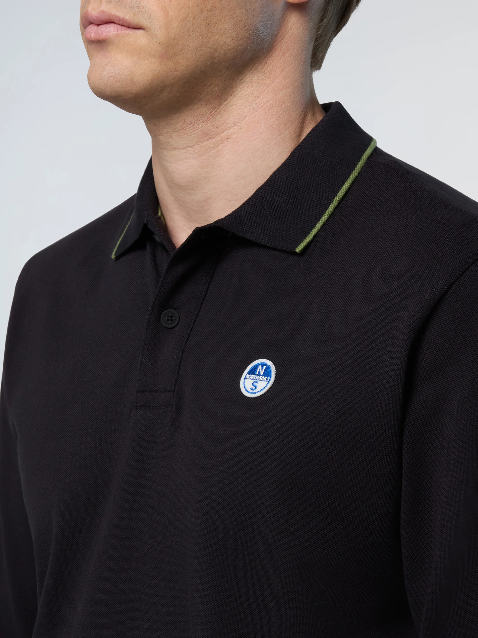 Long-sleeved polo shirt with logo collar - Image 55