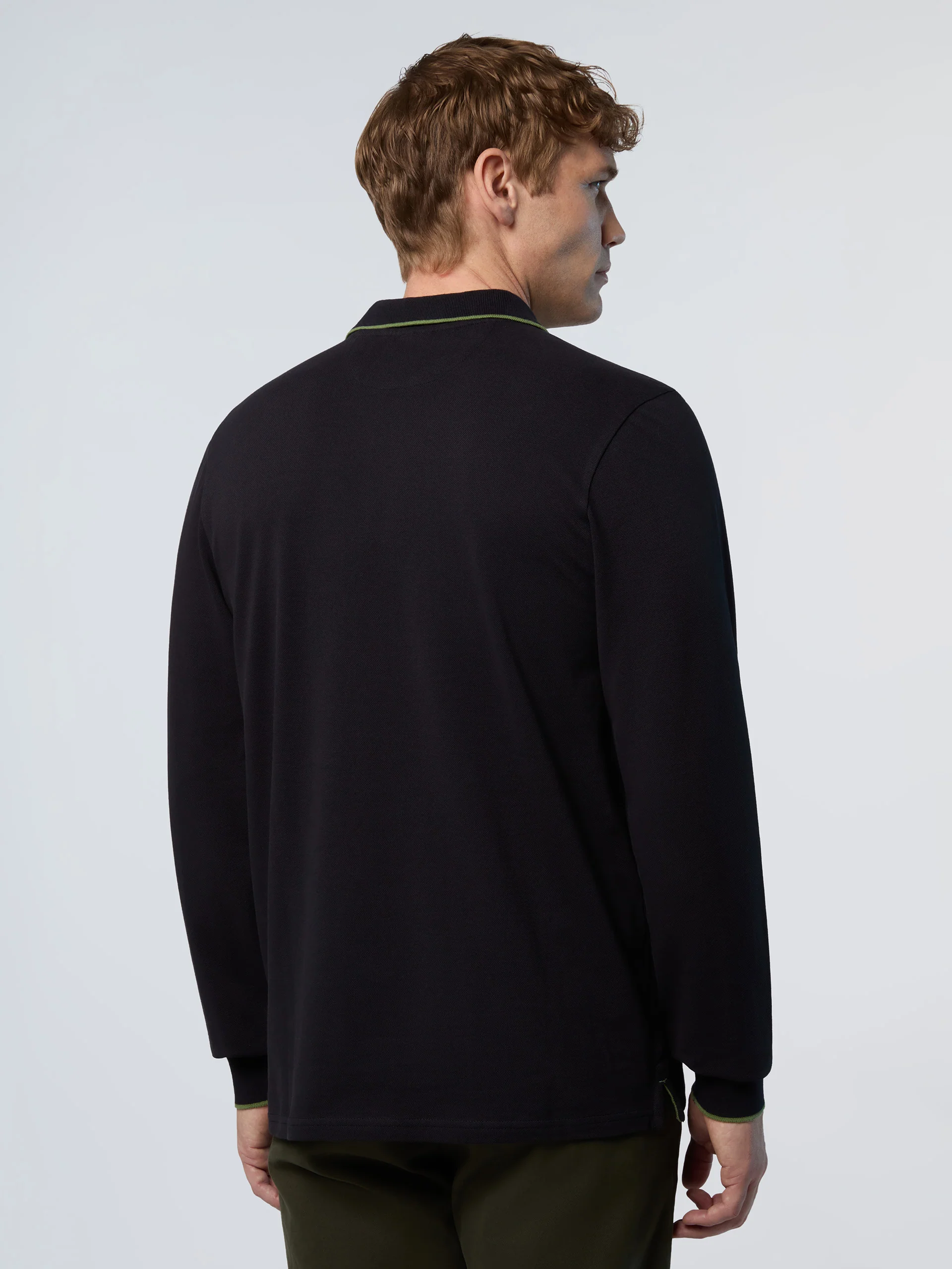 Long-sleeved polo shirt with logo collar - Image 57