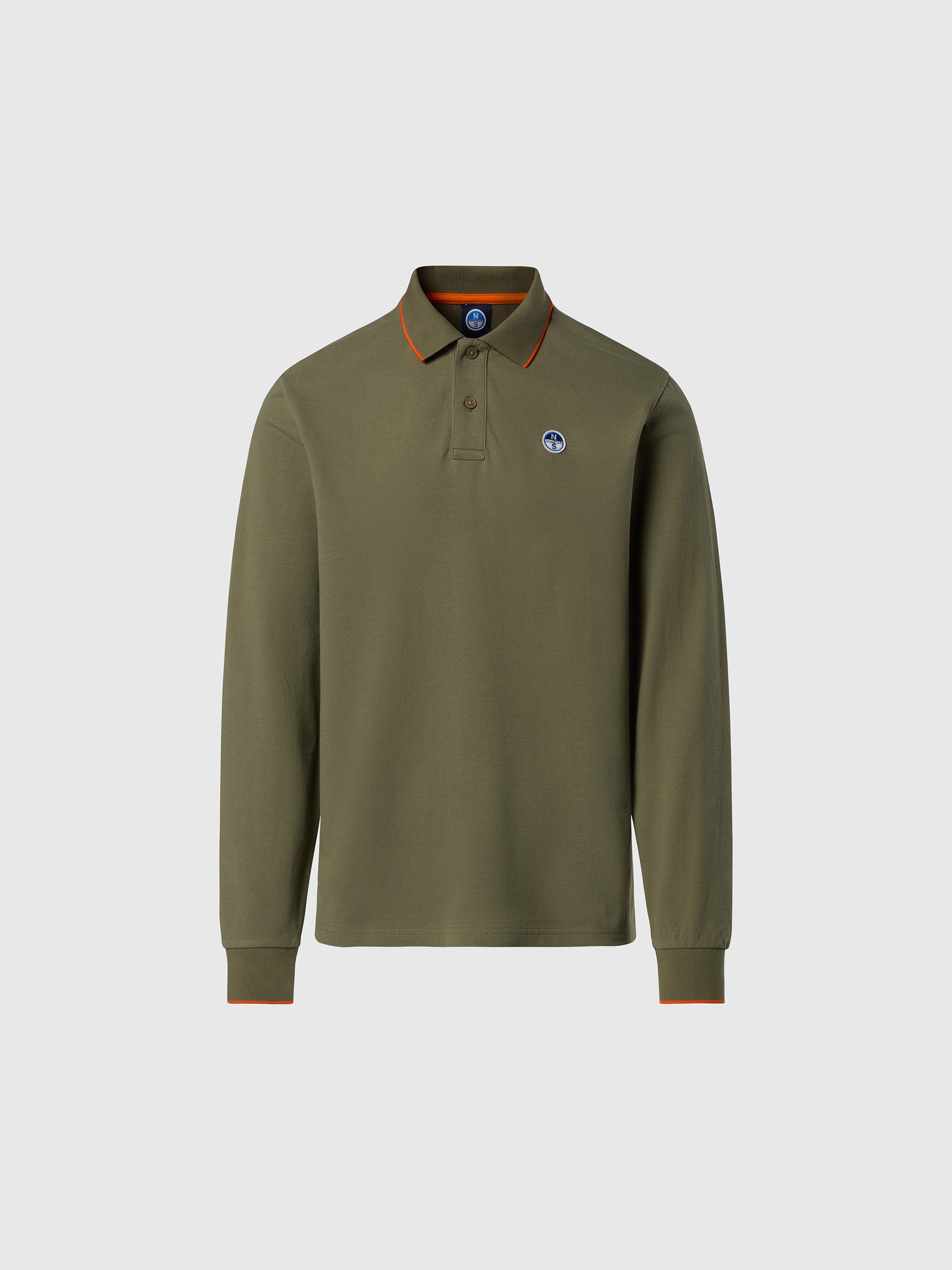 Long-sleeved polo shirt with logo collar - Image 61