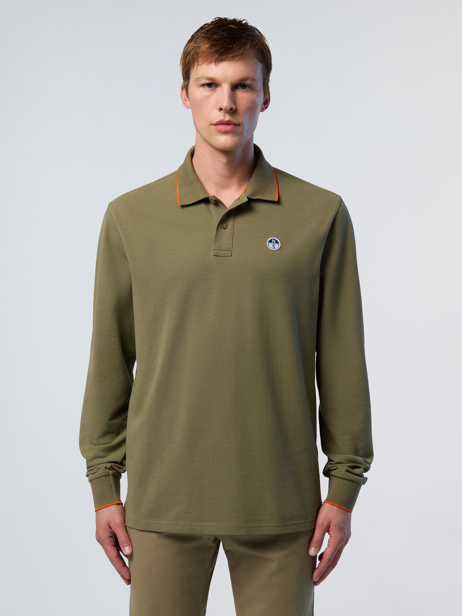 Long-sleeved polo shirt with logo collar - Image 7