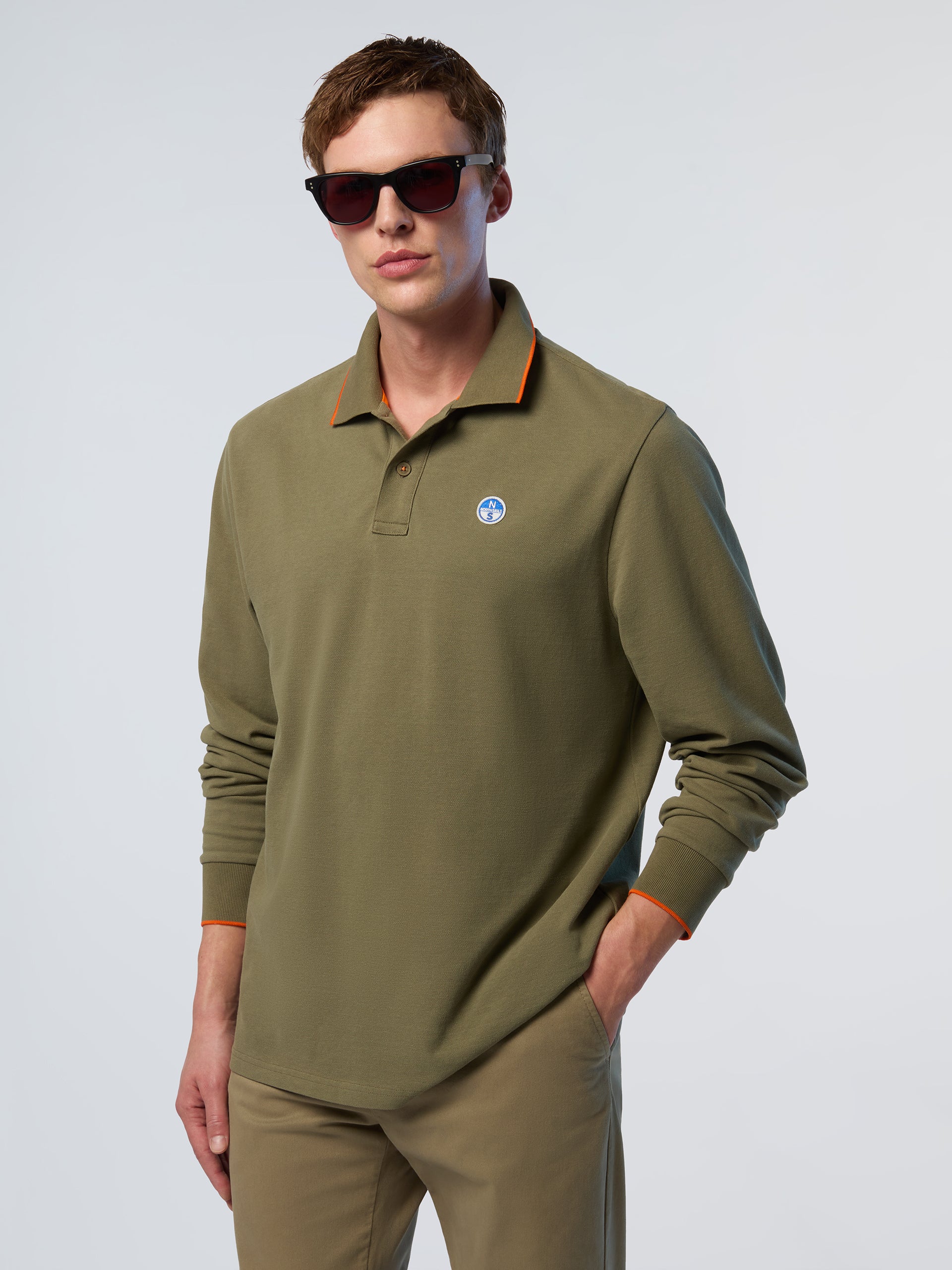 Long-sleeved polo shirt with logo collar - Image 8