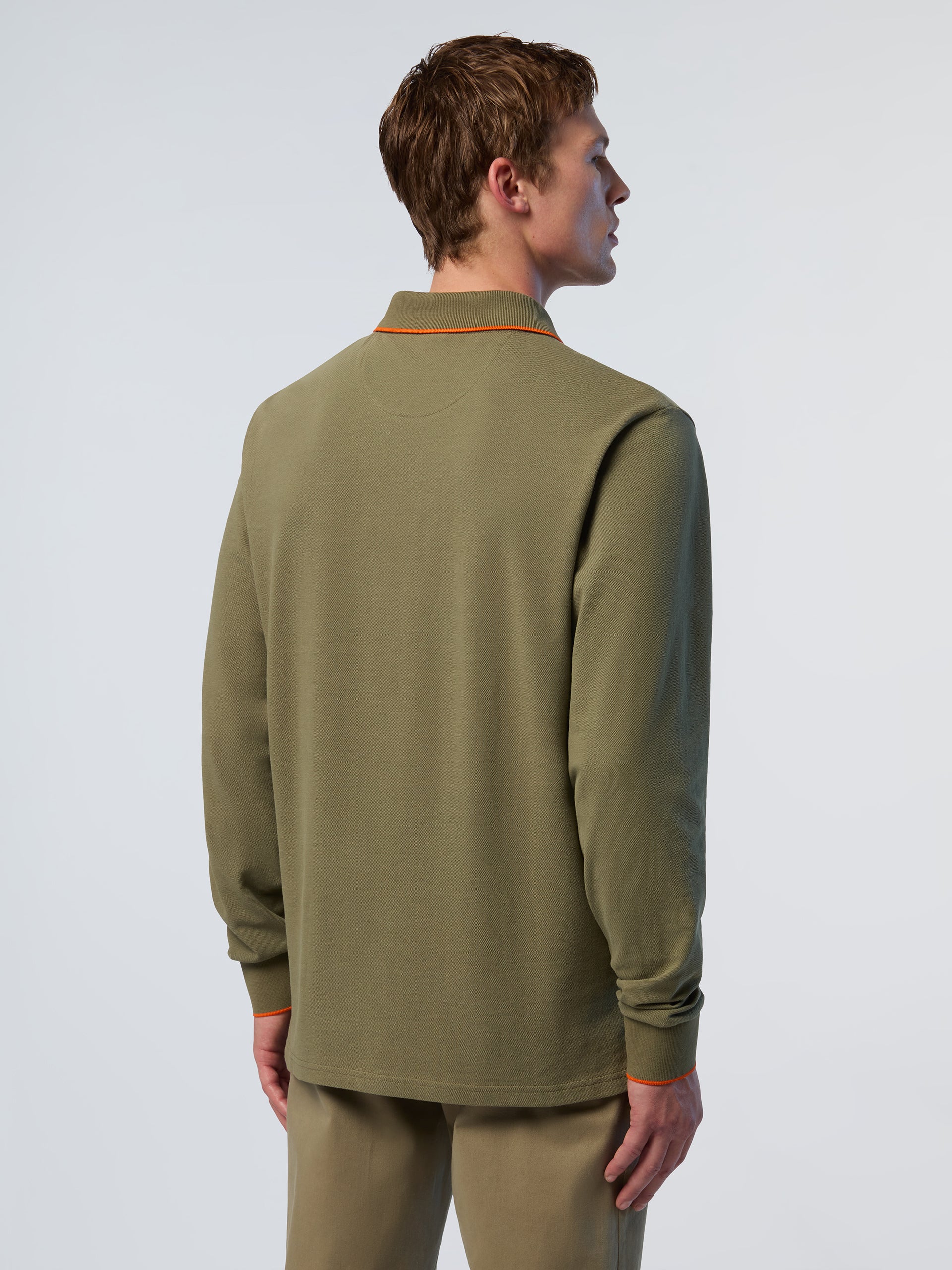 Long-sleeved polo shirt with logo collar - Image 9