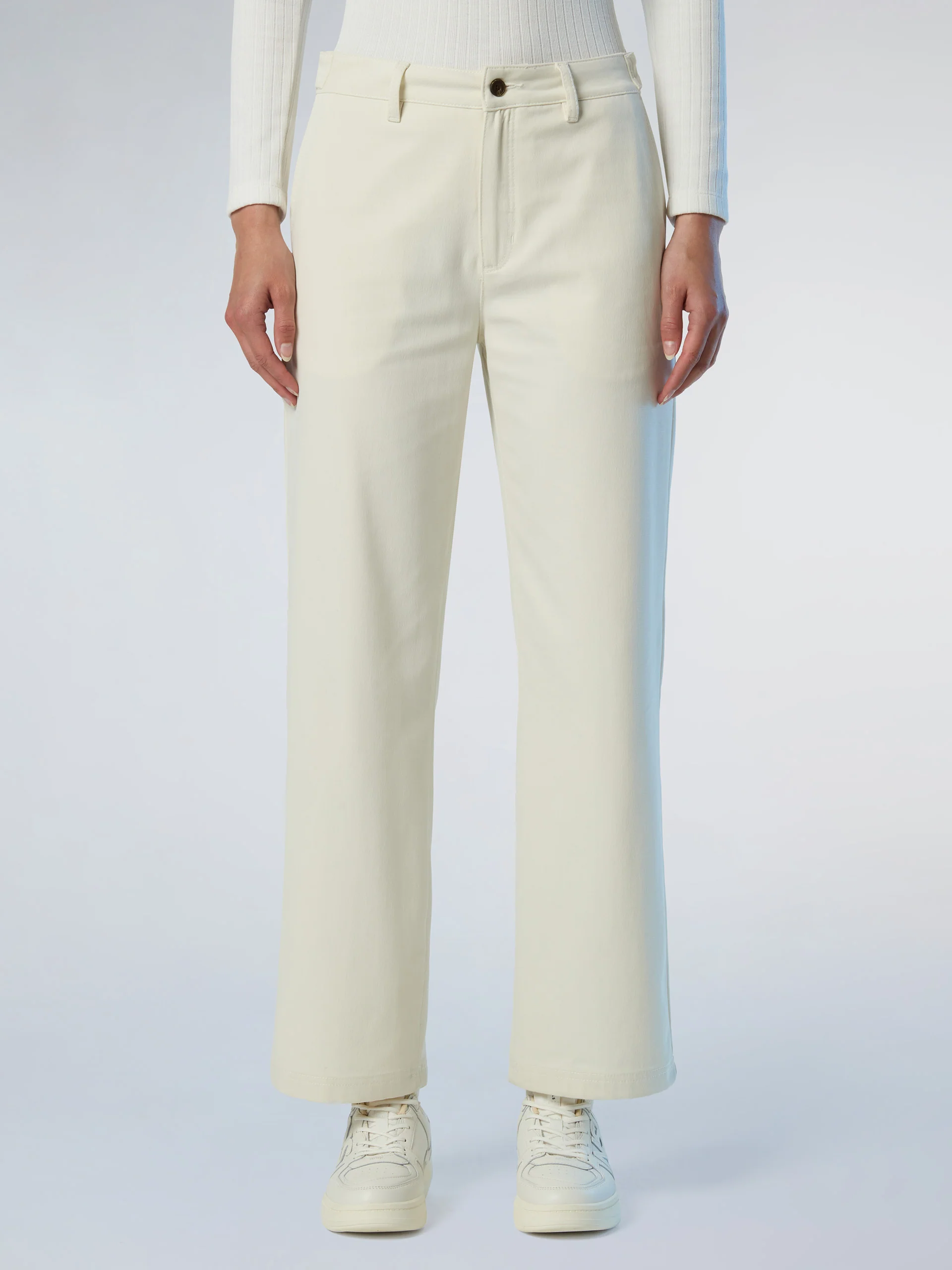Wide-leg twill pants