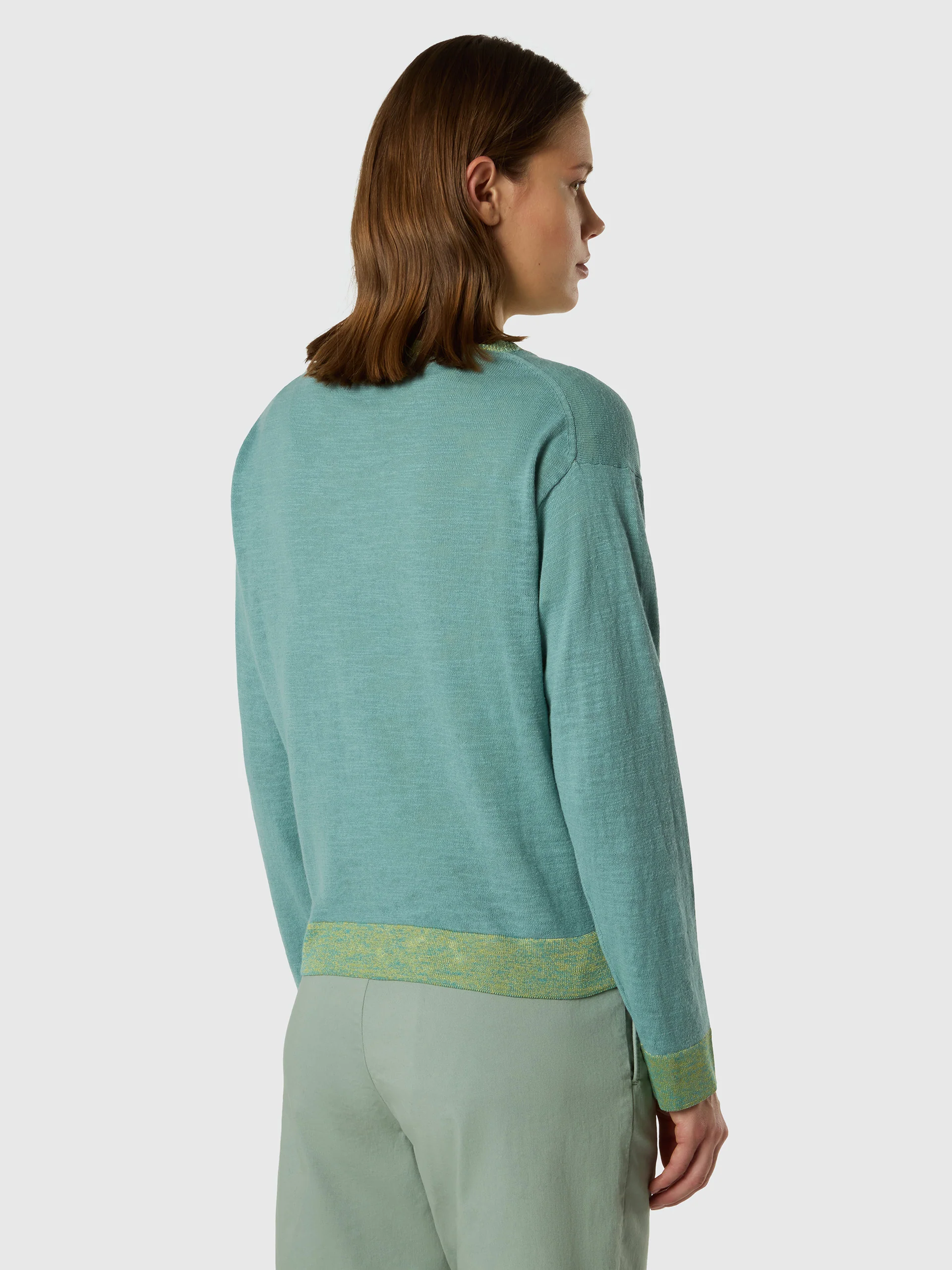 Boat-neck sweater with viscose trims - Image 4