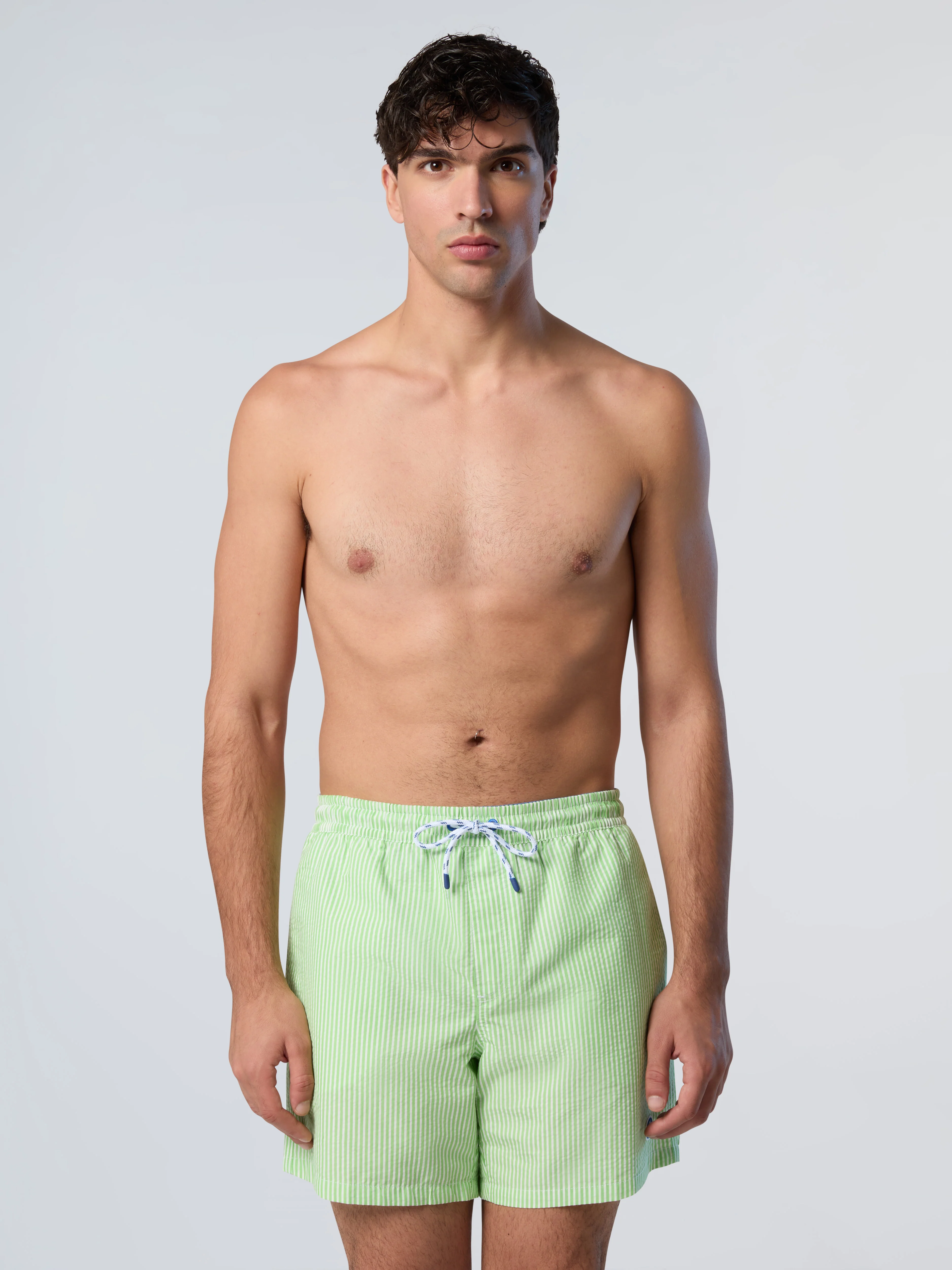 Striped seersucker swim shorts - Image 13