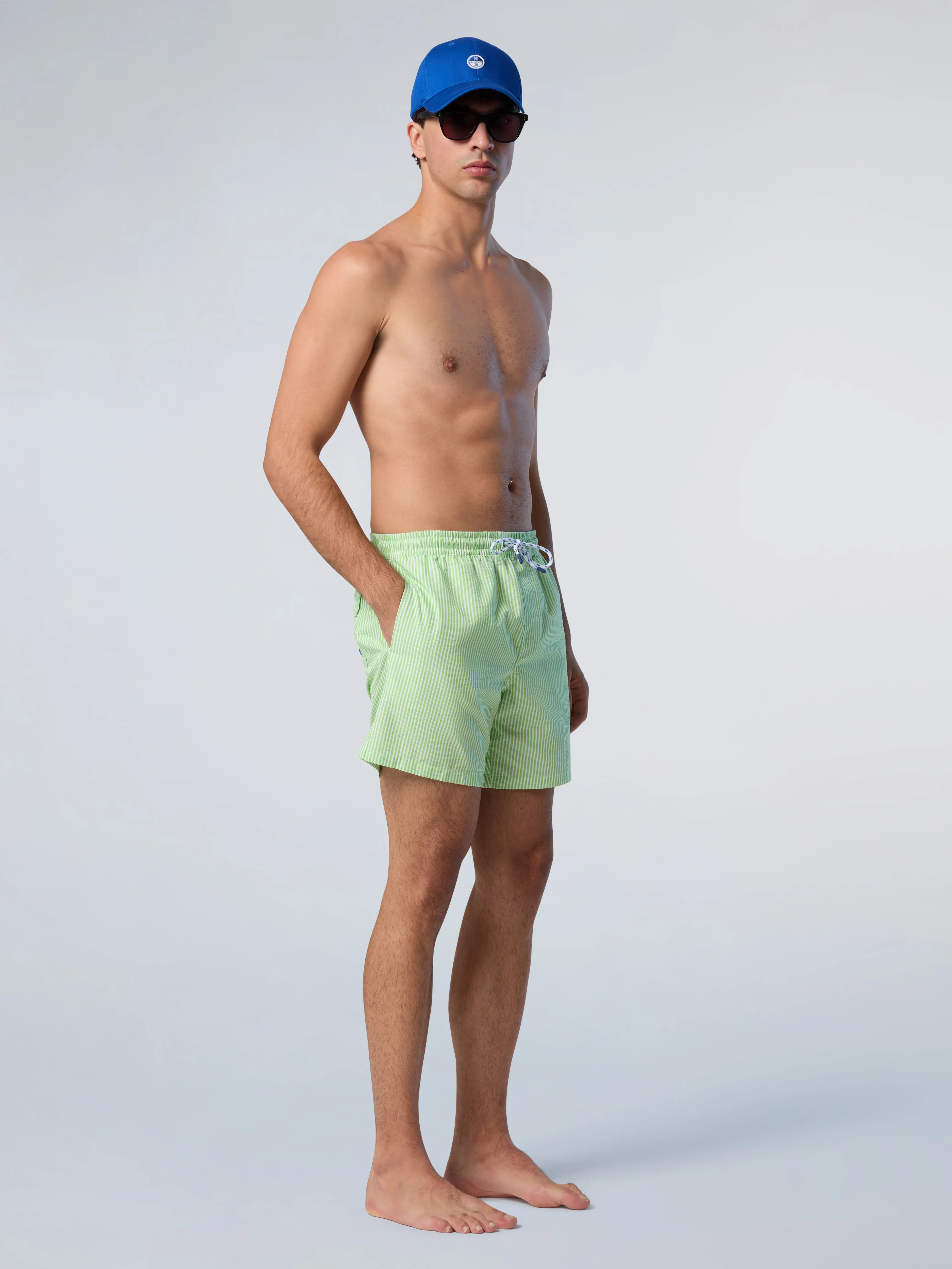 Striped seersucker swim shorts - Image 17