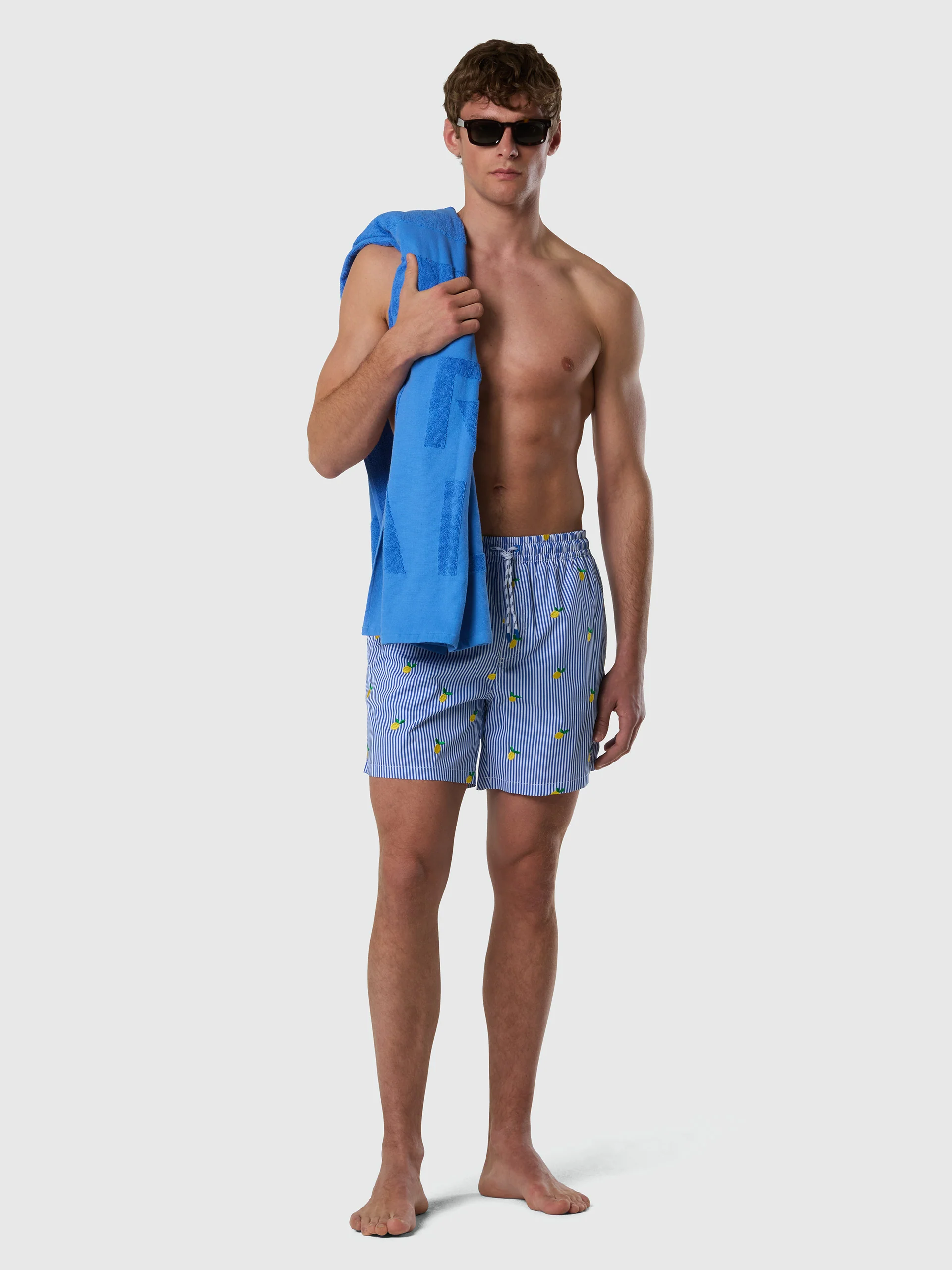 Embroidered pinstripe swim shorts - Image 12