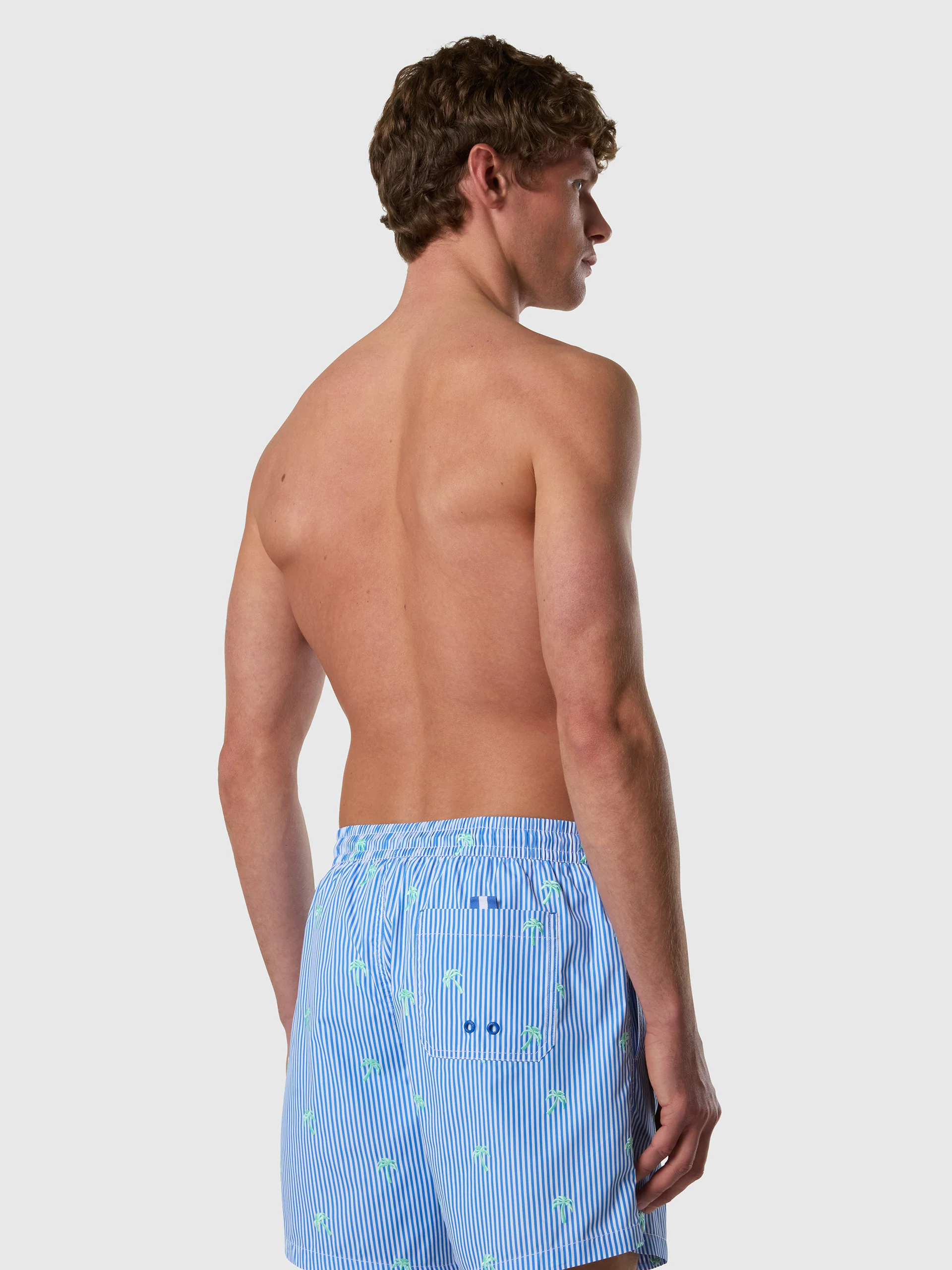 Embroidered pinstripe swim shorts - Image 4