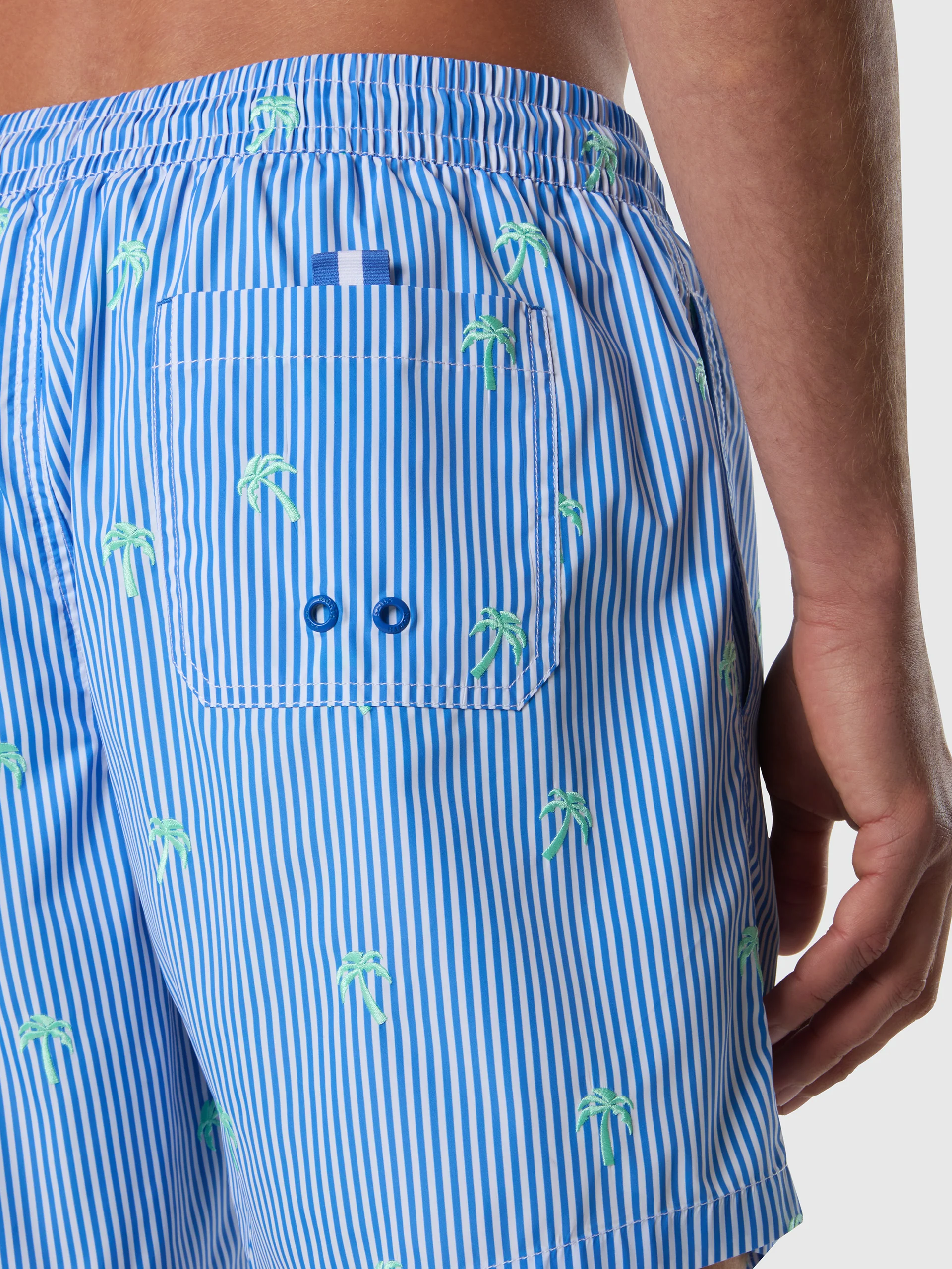 Embroidered pinstripe swim shorts - Image 7