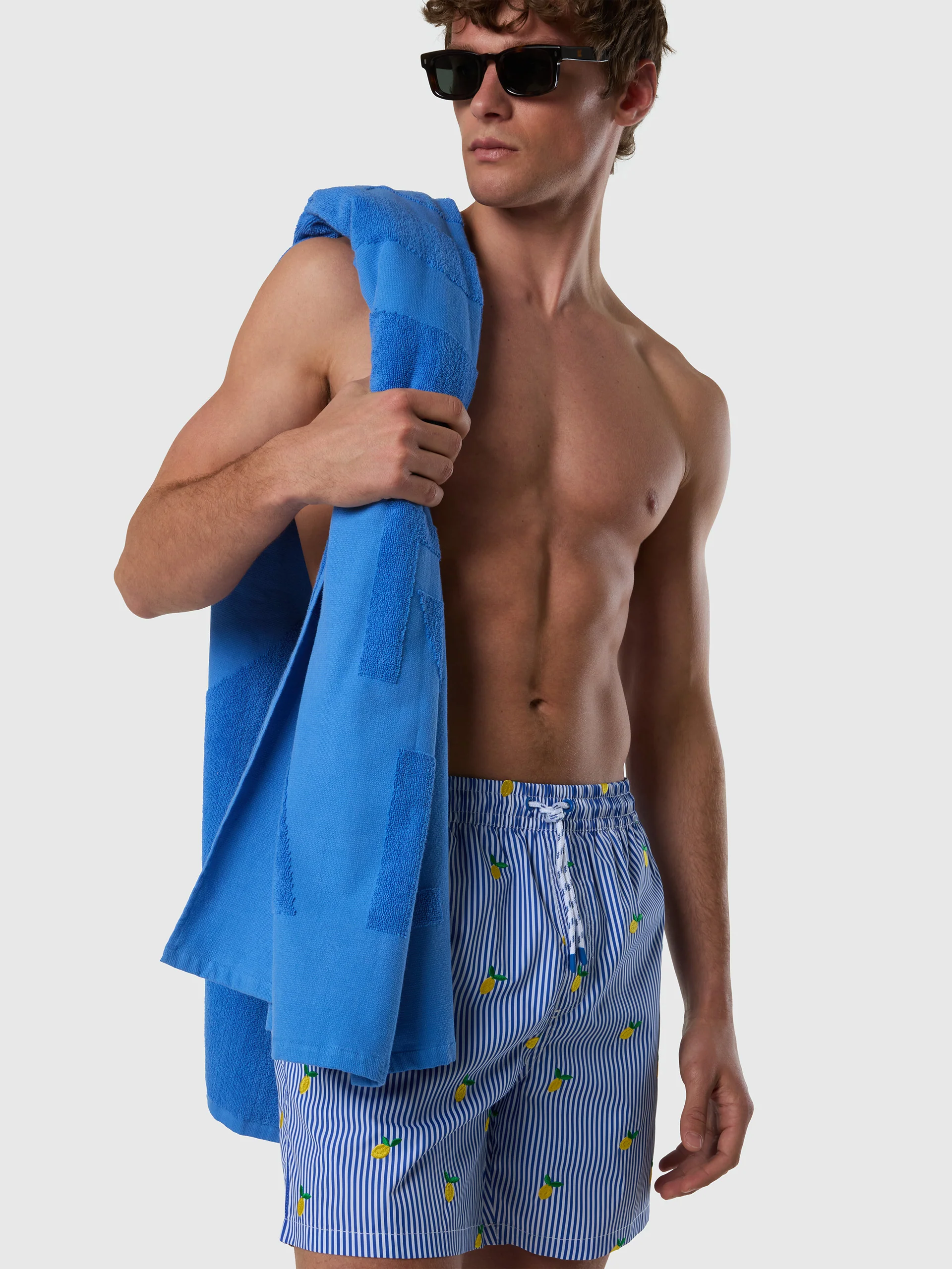 Embroidered pinstripe swim shorts - Image 9