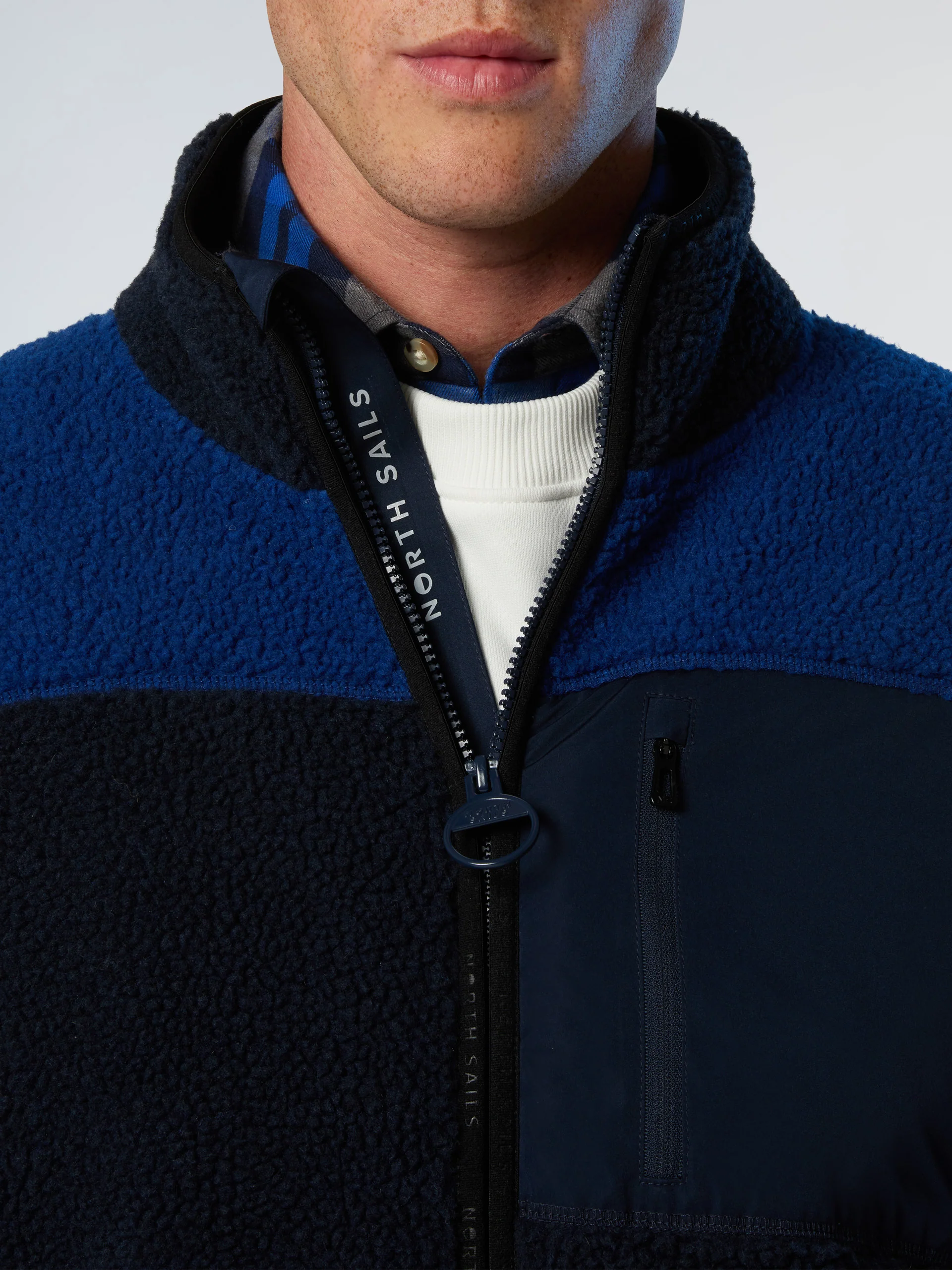 Mixed fabric full-zip sweatshirt - Image 6