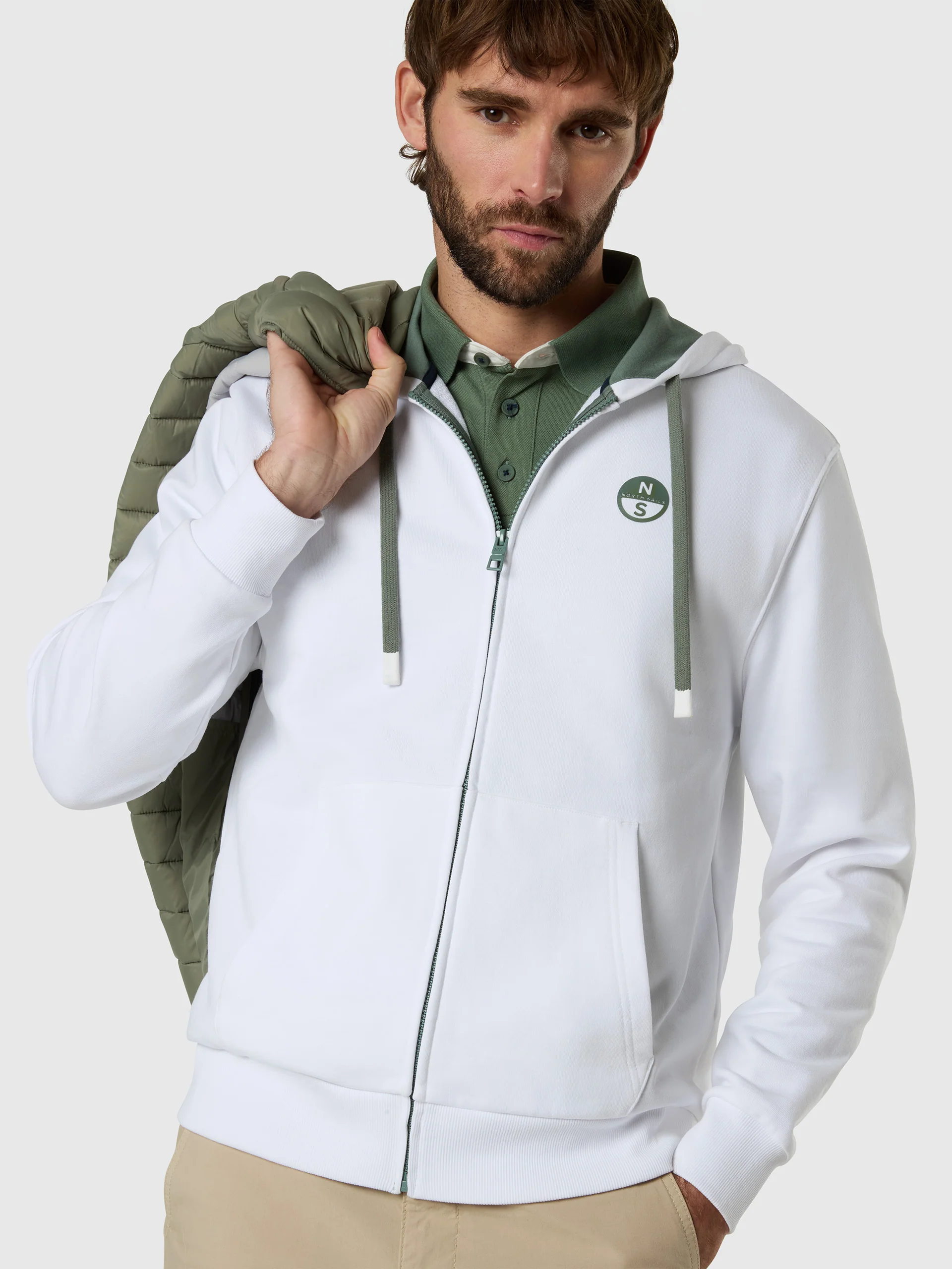 Full-zip hoodie with contrast logo - Image 2