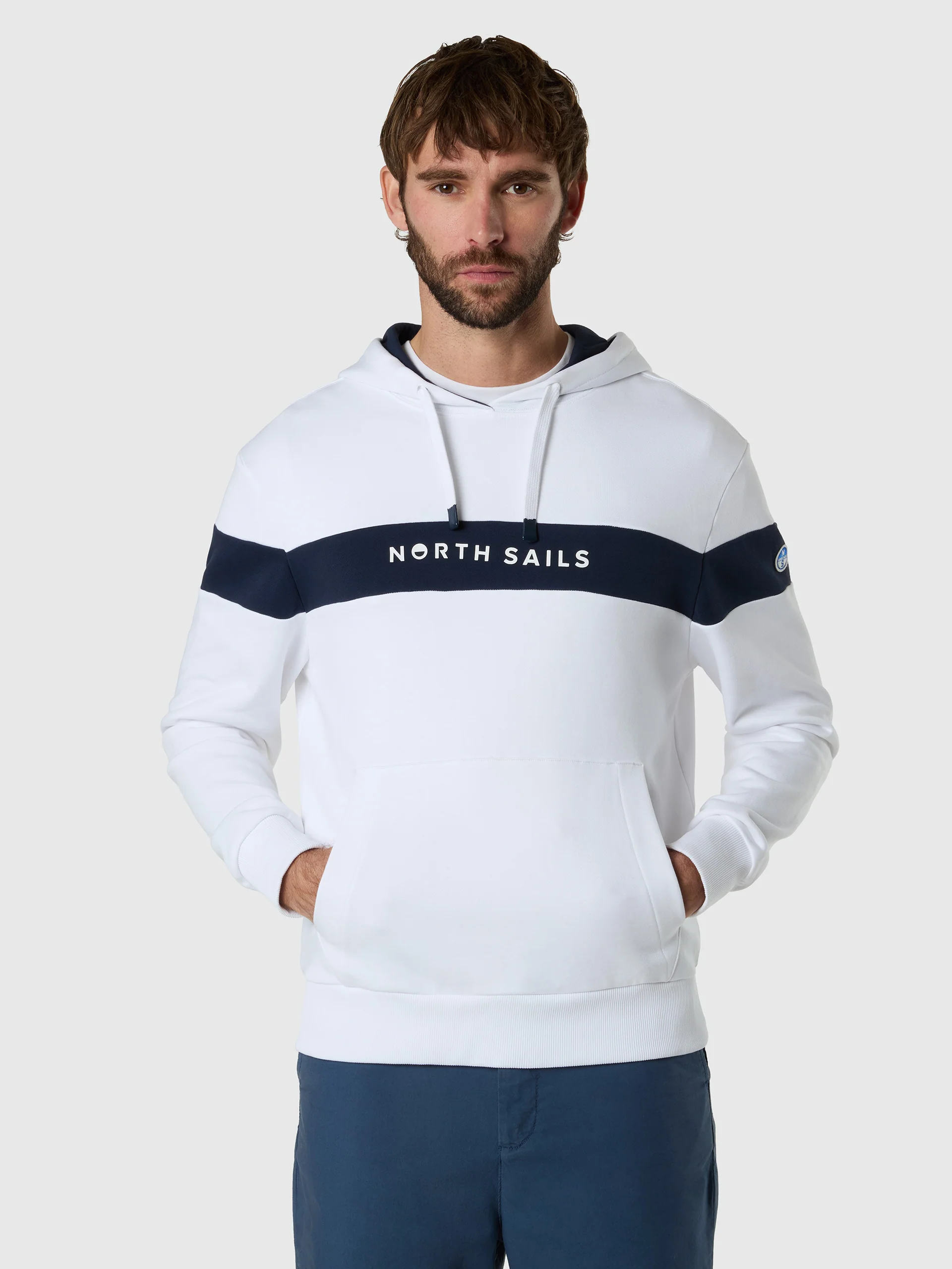 Hoodie with color-block stripe