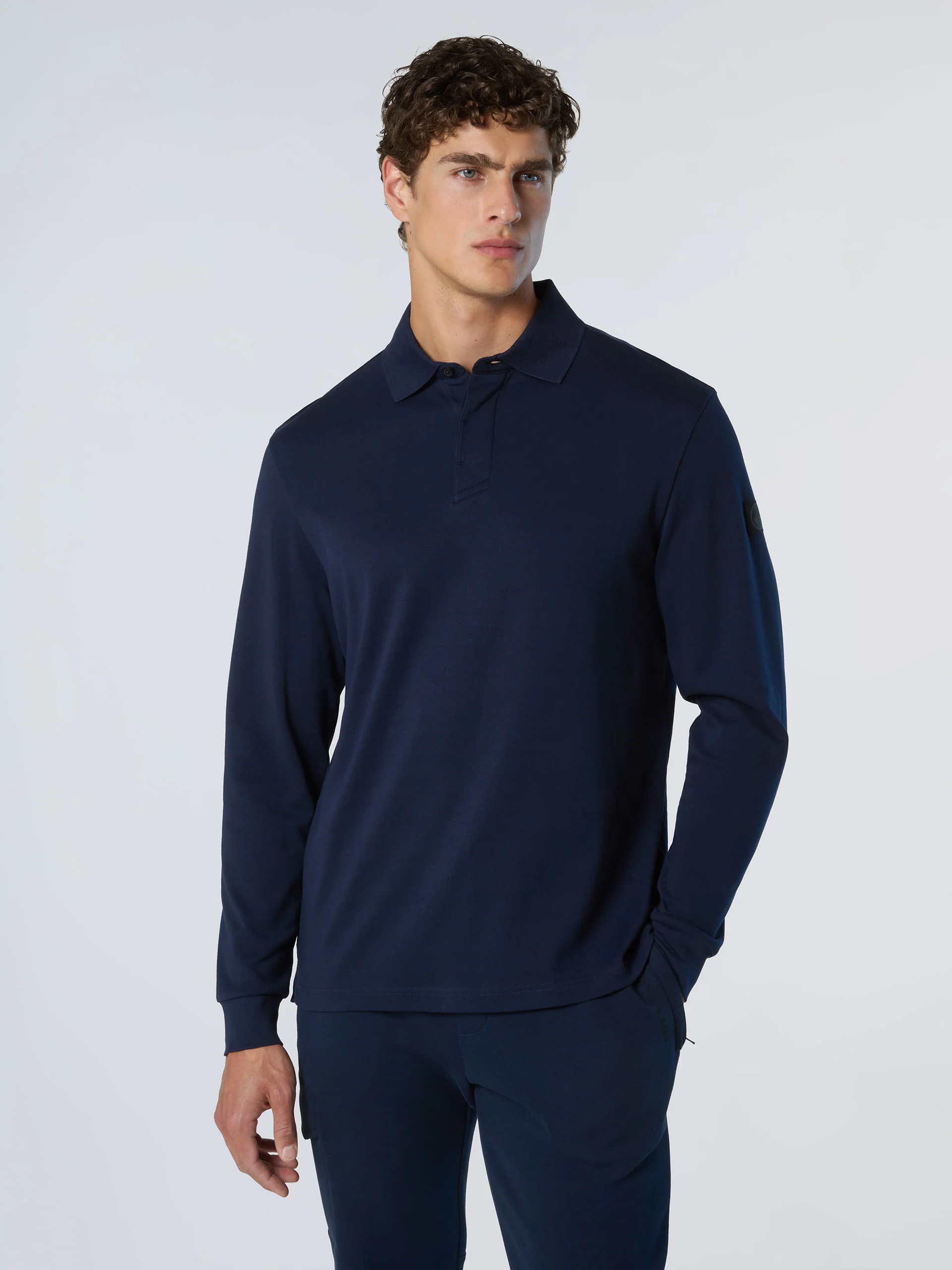Interlock long-sleeved polo shirt