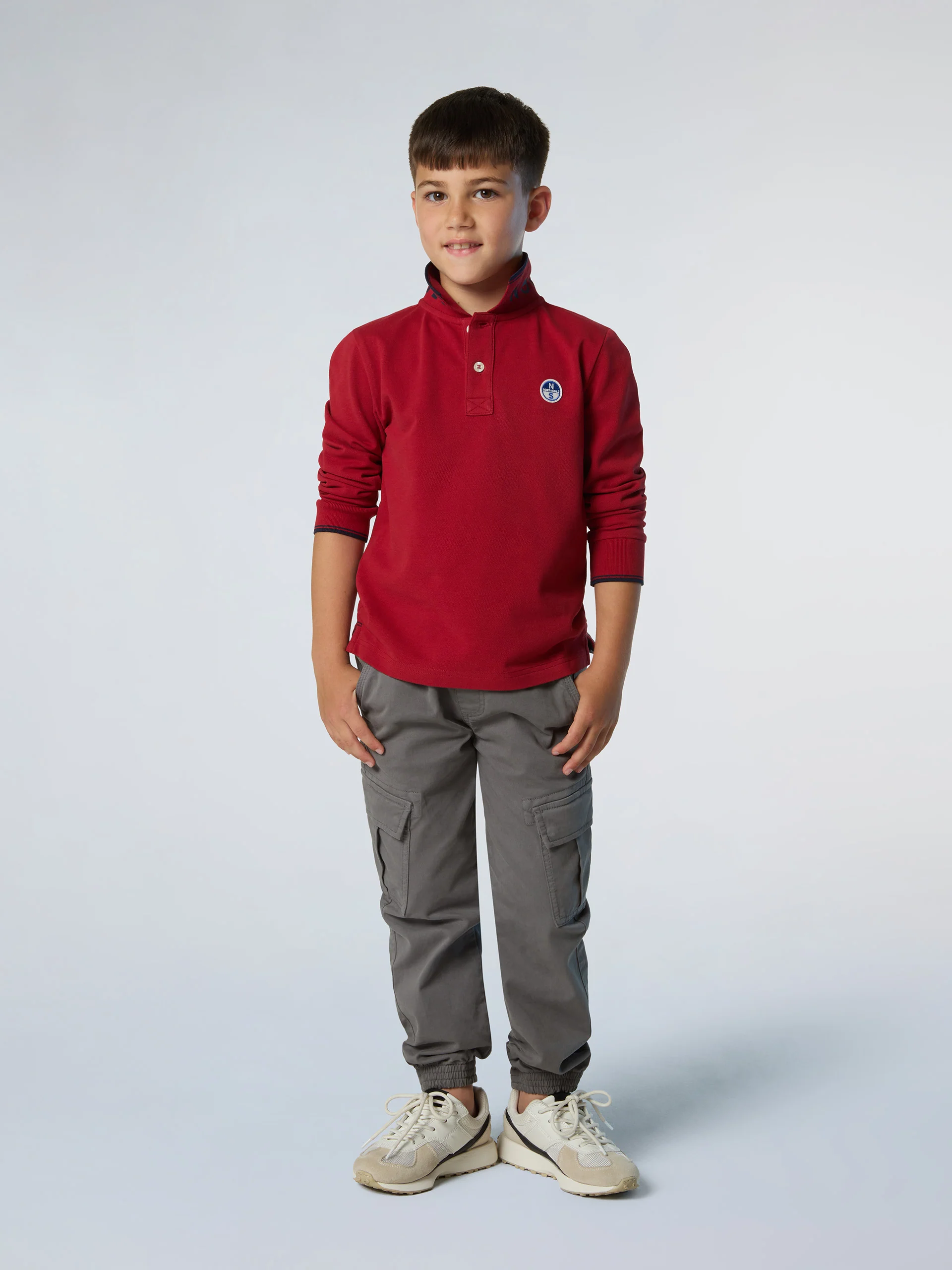 Long-sleeved polo shirt with collar lettering - Image 12