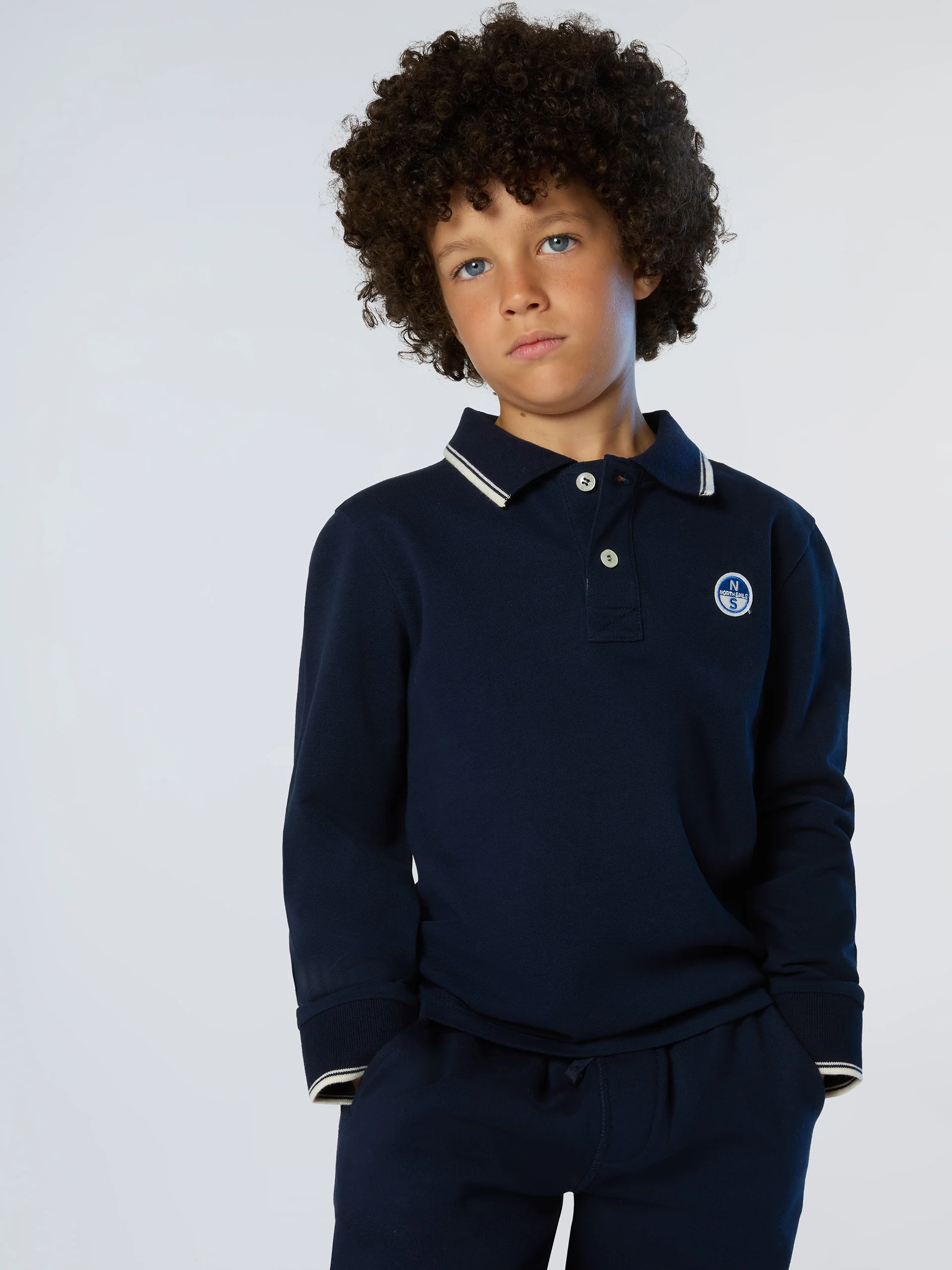 Long-sleeved polo shirt with collar lettering - Image 16