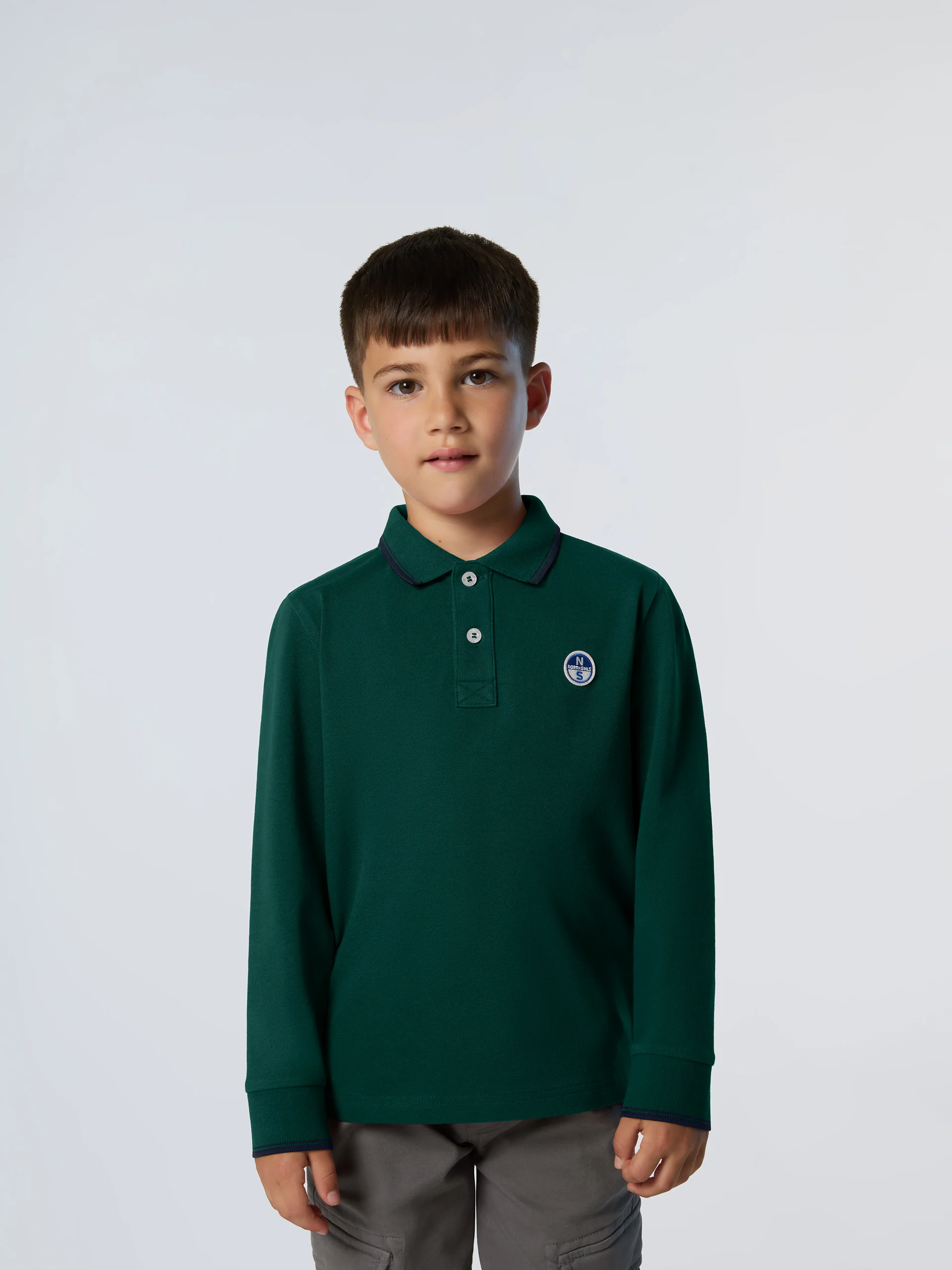 Long-sleeved polo shirt with collar lettering - Image 26