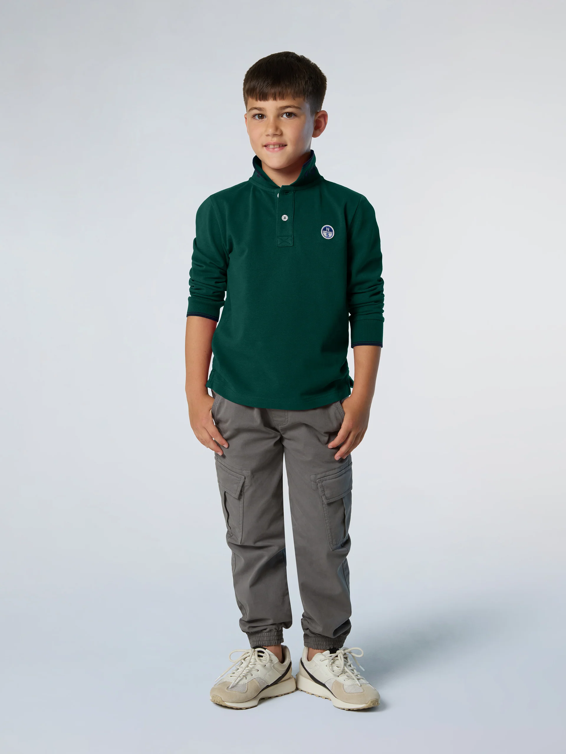 Long-sleeved polo shirt with collar lettering - Image 28