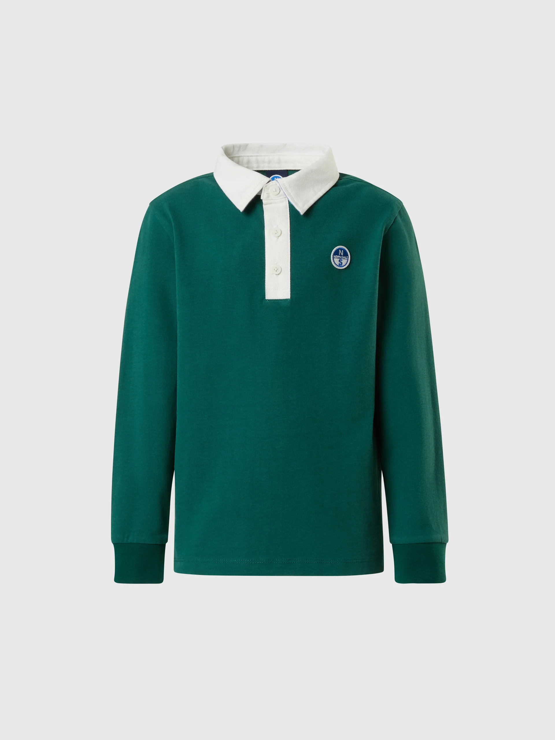 Long-sleeved polo shirt with logo patch - Image 3