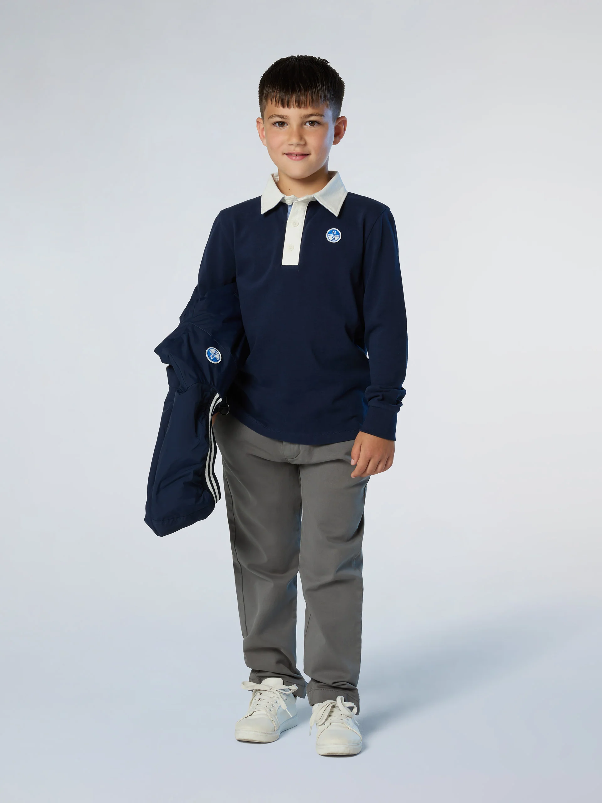 Long-sleeved polo shirt with logo patch - Image 7