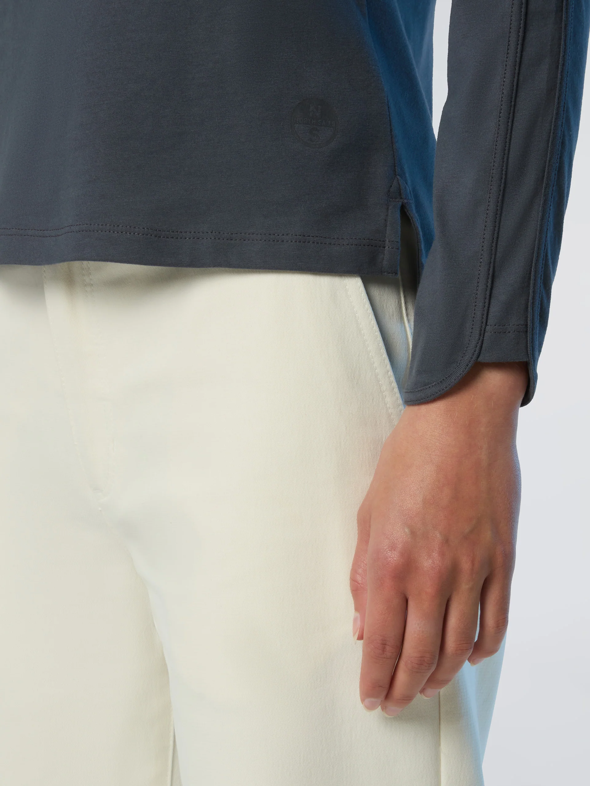 Long-sleeved peachskin polo shirt - Image 14