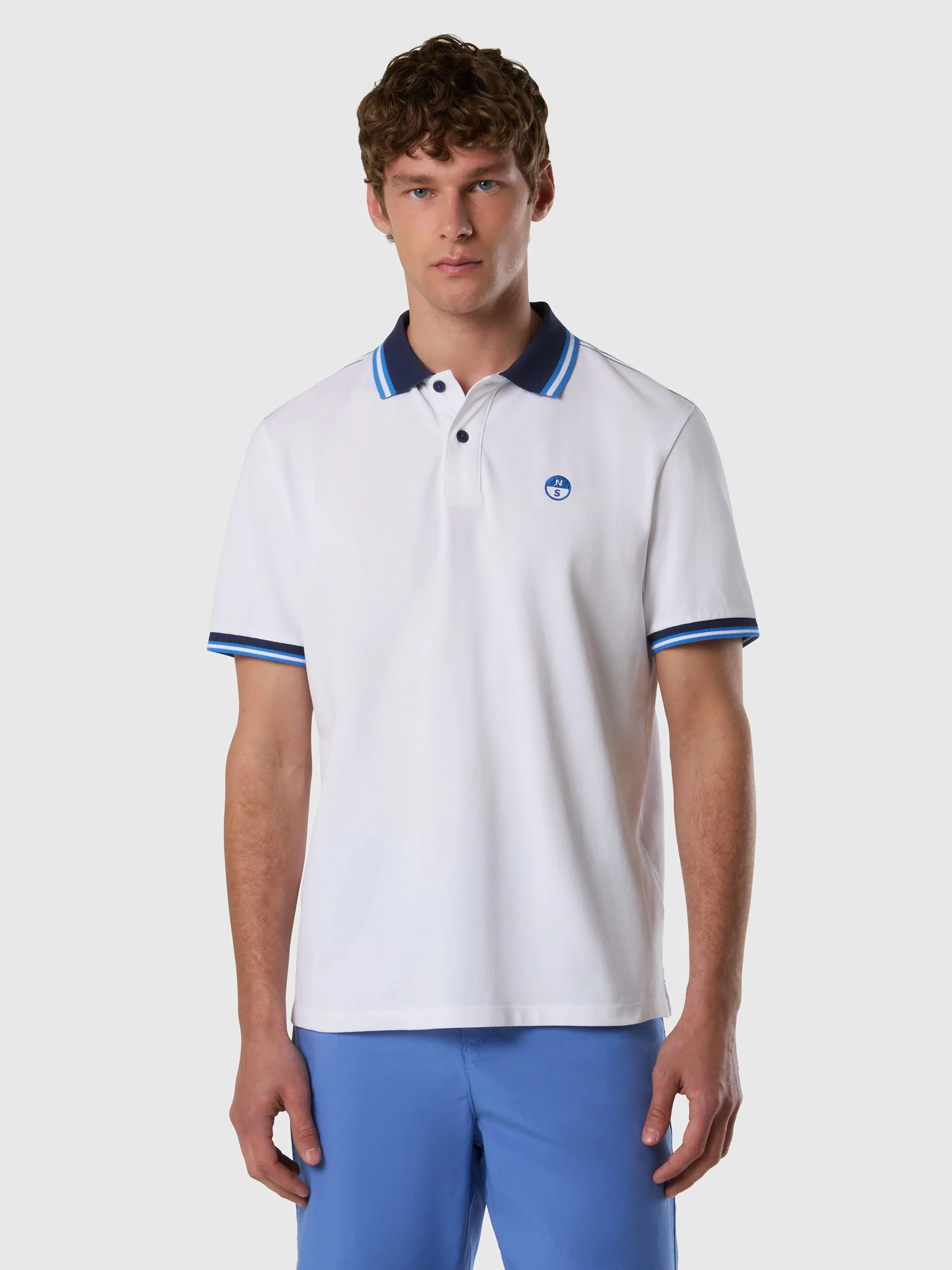 Polo shirt with striped trims